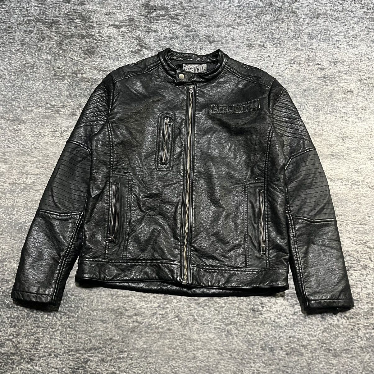 Affliction Affliction Black Premium Biker Grunge Skull Leather Jacket Size US L / EU 52-54 / 3 - 3 Thumbnail