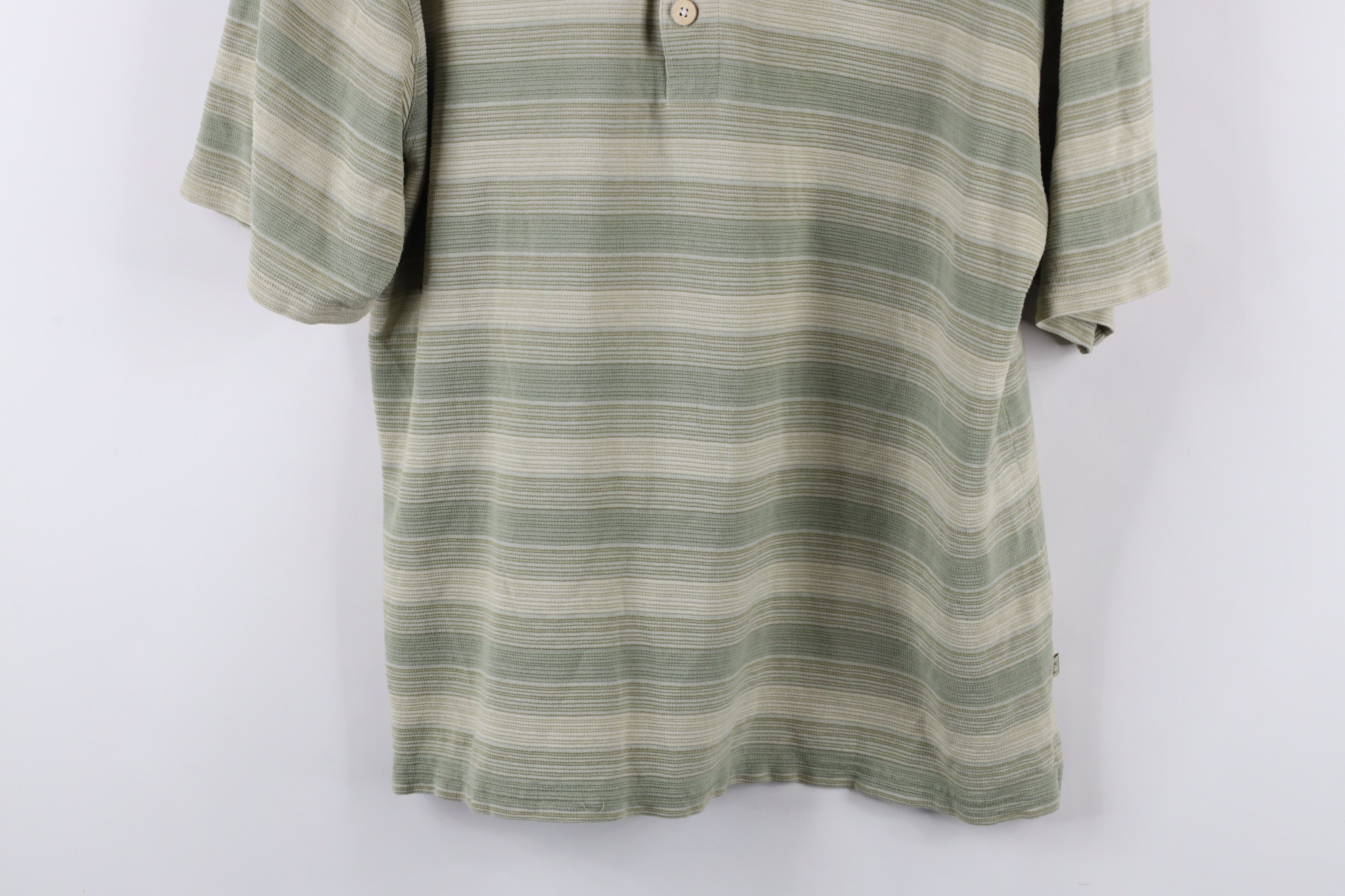 Tommy Bahama × Vintage Vintage Tommy Bahama Looped Collar Silk Blend Striped Polo Size US L / EU 52-54 / 3 - 3 Thumbnail