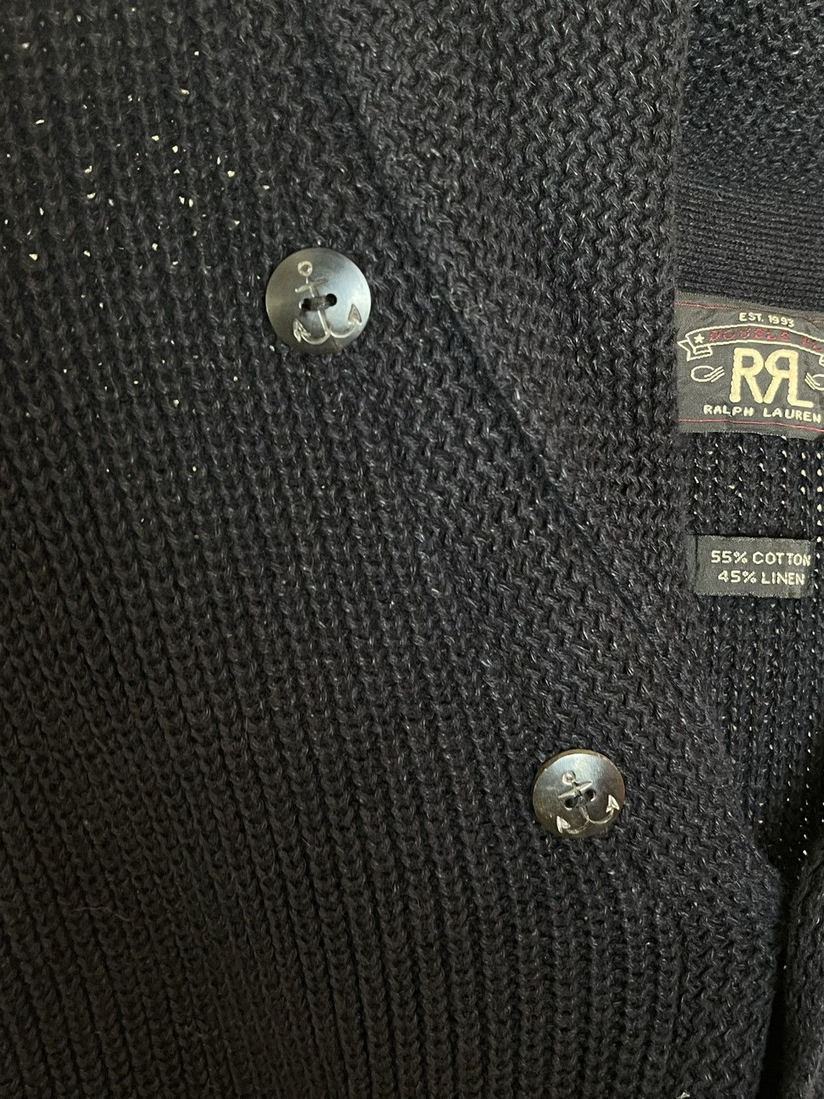 RRL Ralph Lauren RRL Ralph Lauren Black Shawl Collar Ribbed Knit Cardigan Size US S / EU 44-46 / 1 - 4 Thumbnail