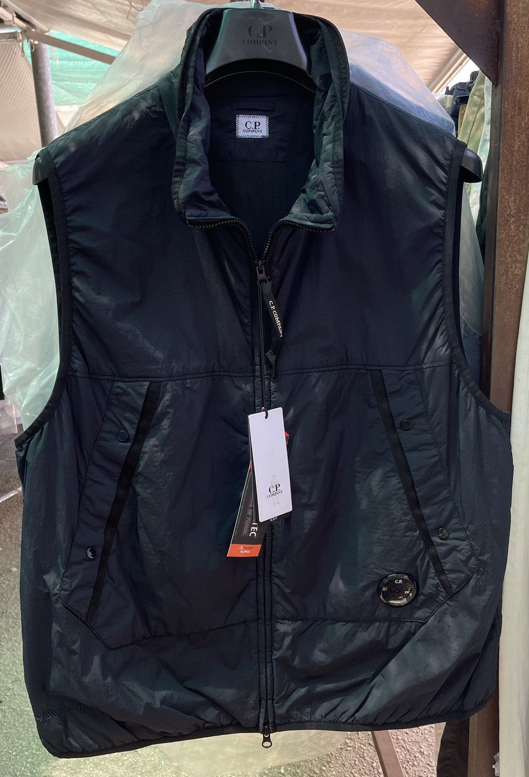 C.P. Company Garment Dyed Polartec Black Zip Vest 48-56 NWT