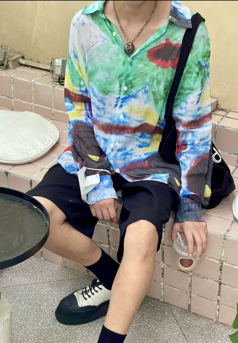 Our Legacy Our Legacy Abstract tie-dye floral long-sleeved shirt Size US XS / EU 42 / 0 - 4 Thumbnail