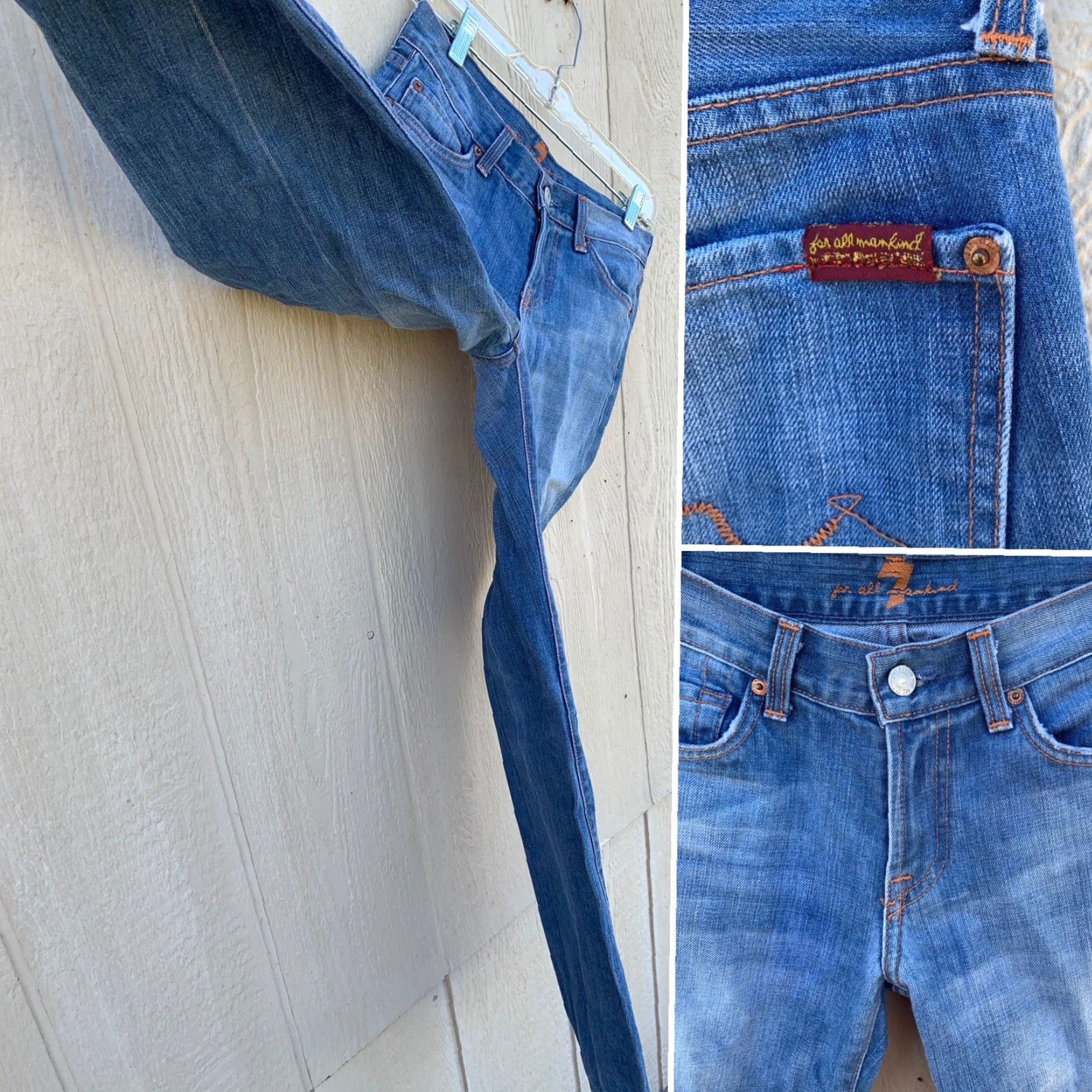 7 For All Mankind VINTAGE 7 For All Mankind Bootcut Jeans Made In USA 100% Cotton Size 26 Women Blue Denim Distressed Size 26" / US 2 / IT 38 - 3 Thumbnail
