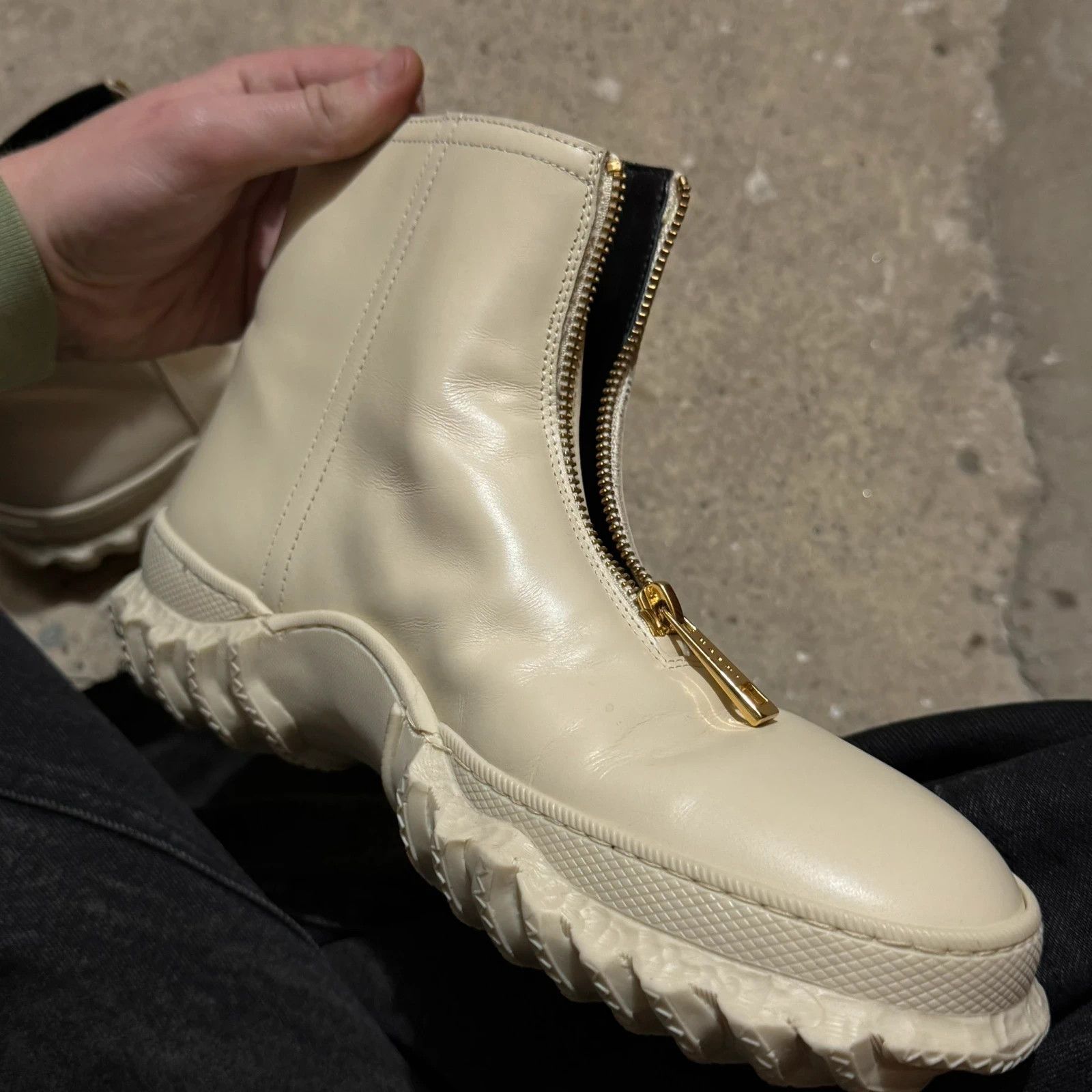 Marni Marni front zip white platform leather ankle boots Size US 8 / IT 38 - 10 Thumbnail