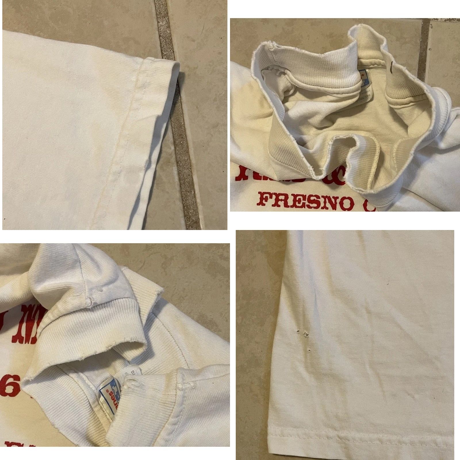Vintage VINTAGE 90s Hells Angels Support Fresno White Graphic Tee 2XL Biker Grunge Distressed Short Sleeve Shirt Mens Size US XXL / EU 58 / 5 - 9 Thumbnail