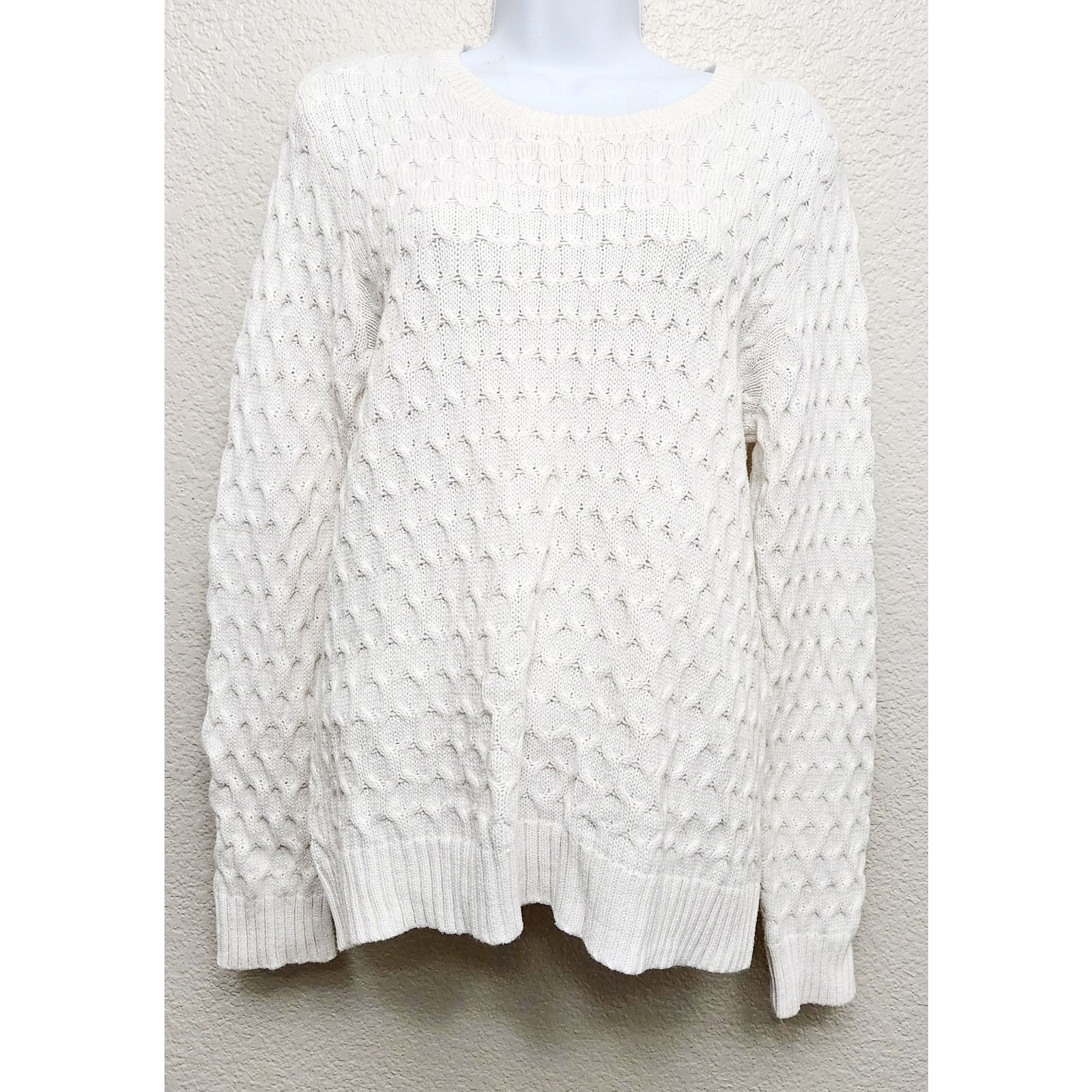 Croft & Barrow Croft & Barrow White Cable Knit Long Sleeve Sweater Medium Size M / US 6-8 / IT 42-44 - 1 Thumbnail