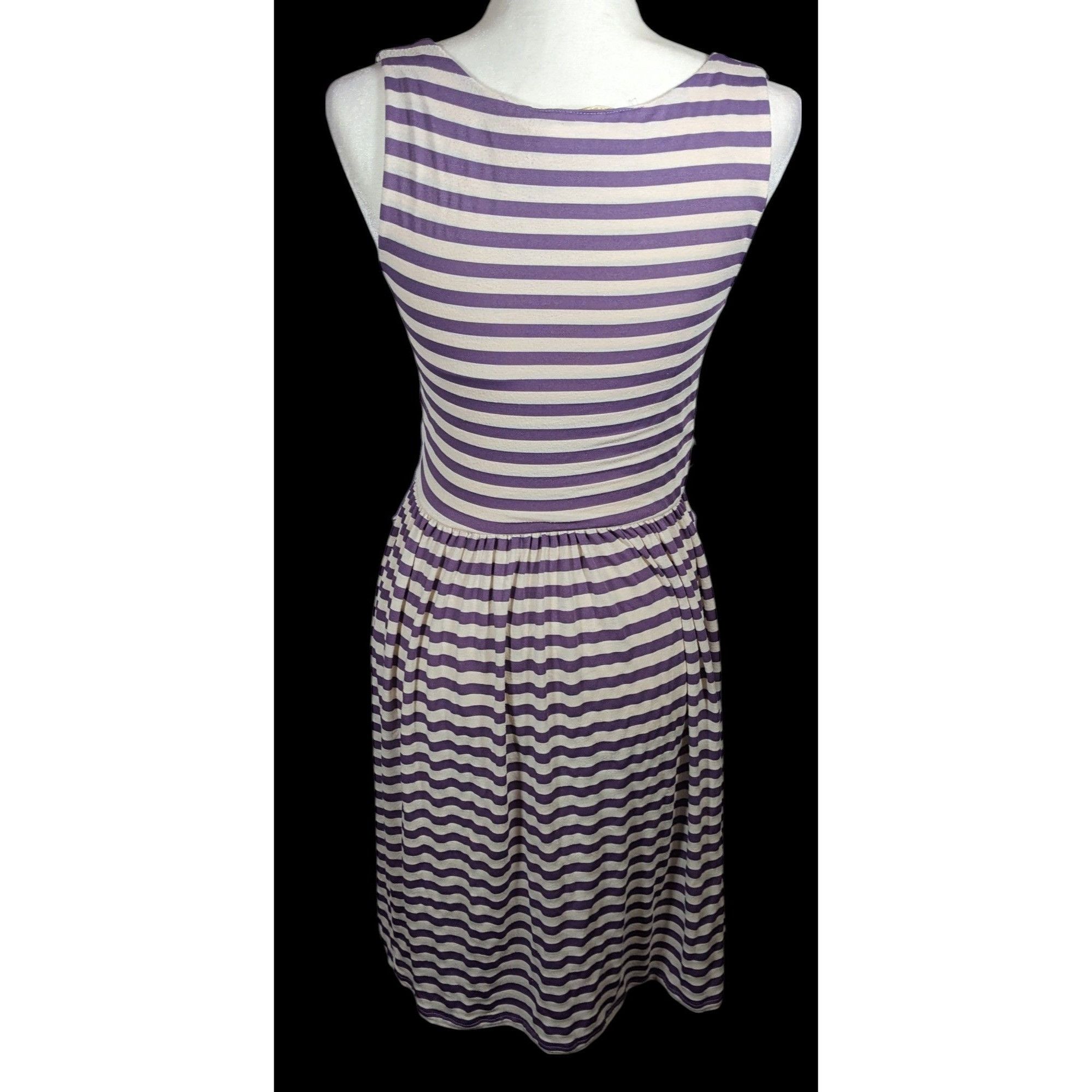 Other Knitted Dove Cottagecore Purple And White striped Dress With Size S / US 4 / IT 40 - 2 Thumbnail