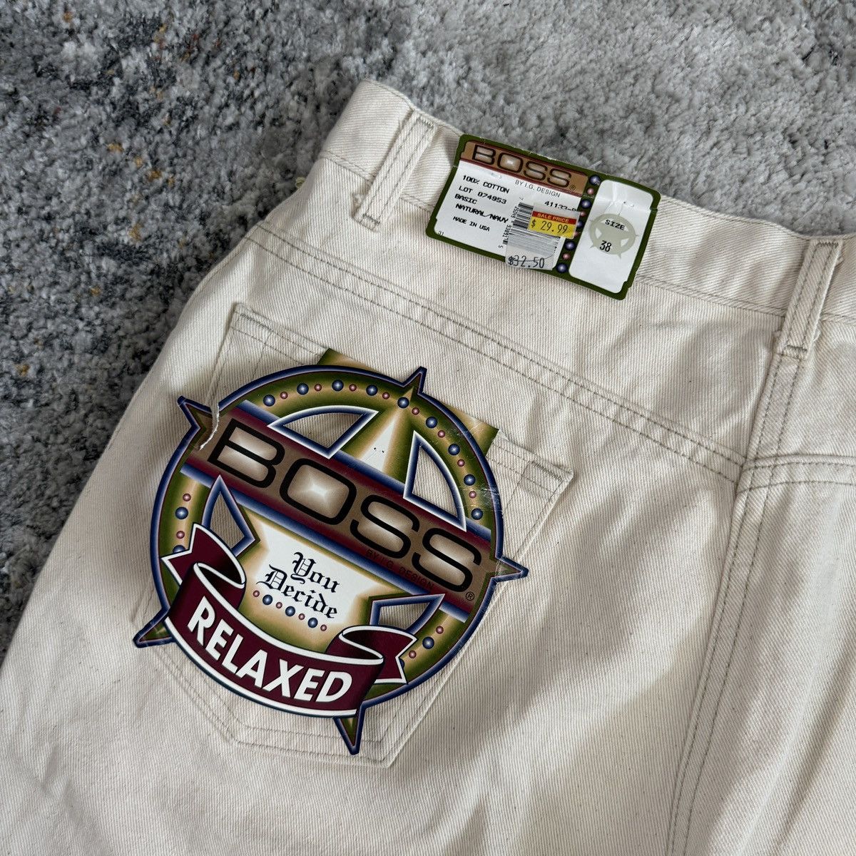 JNCO × Vintage Vintage 80s boss baggy wide leg embroidered shorts Size US 38 / EU 54 - 3 Thumbnail
