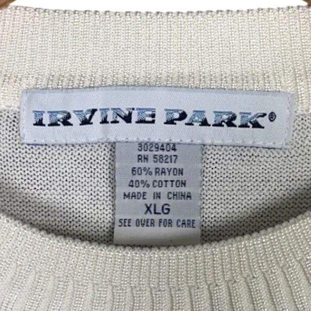 Vintage Irvine Park Sweater Cream XL Crew Neck Short Sleeve Cable-Knit Mens Size US XL / EU 56 / 4 - 5 Thumbnail