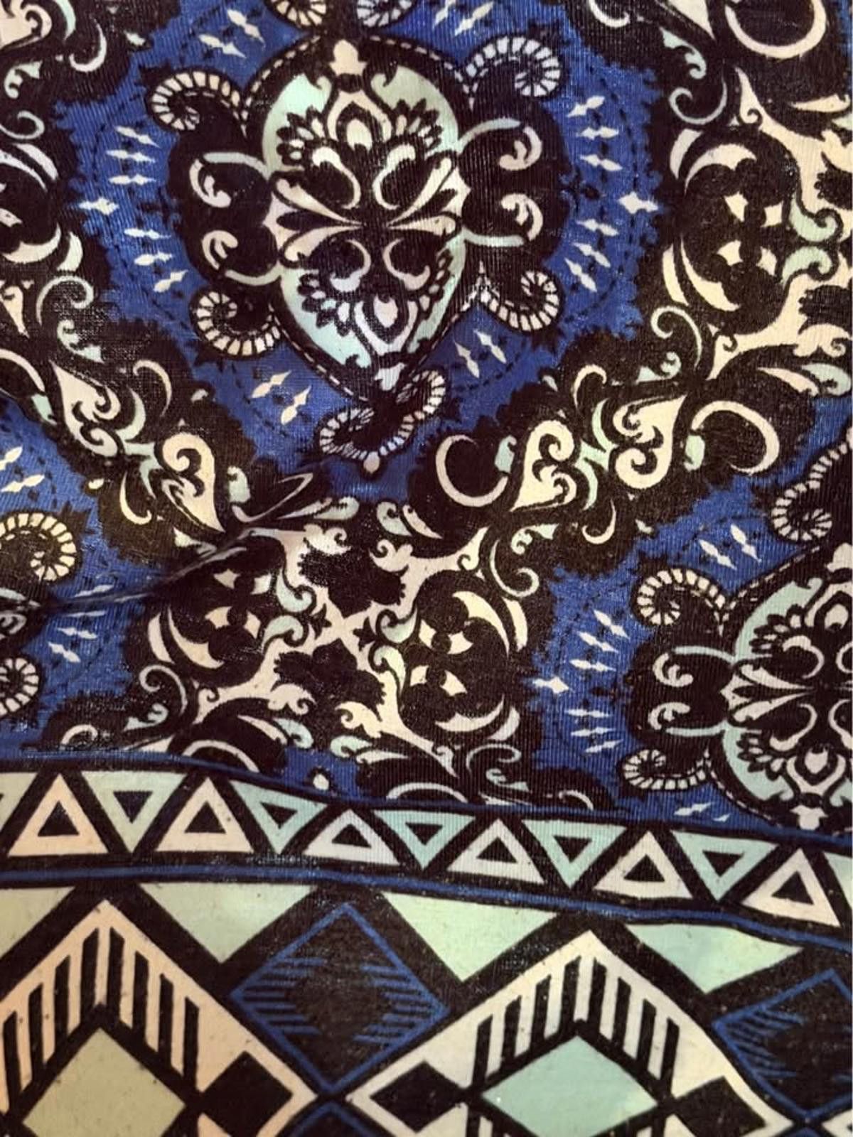 Other Blue and Black Patterned V-Neck Tunic Top XL Size XL / US 12-14 / IT 48-50 - 2 Thumbnail