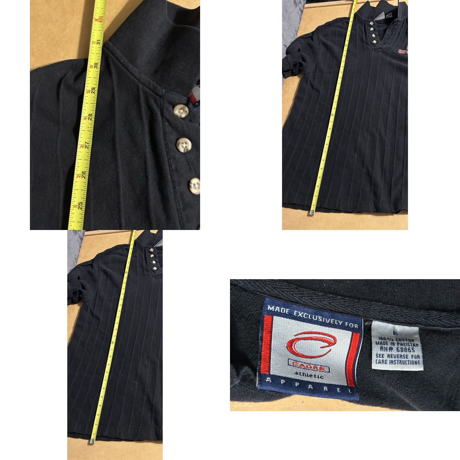 Vintage VINTAGE Cadre Athletic Polo Shirt Men L Black Ohio State Buckeyes Short Sleeve Ribbed Pin Stripes Polo Shirt Men L Black Ohio State Buckeyes Size US L / EU 52-54 / 3 - 9 Thumbnail