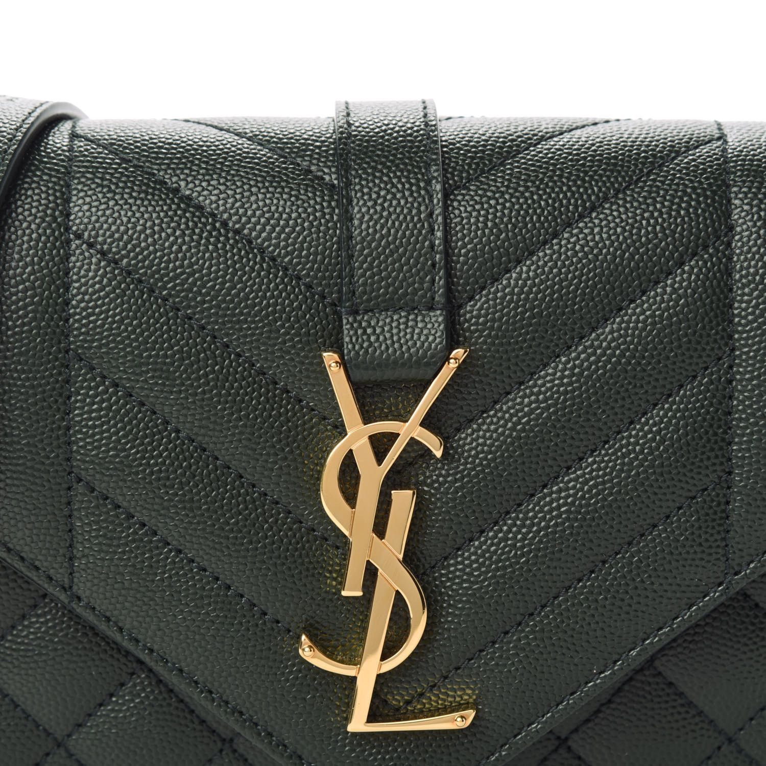 Saint Laurent Paris o1b1hav110724 Size: OS / Envelope Medium Bag in Dark Green Size ONE SIZE - 10 Thumbnail