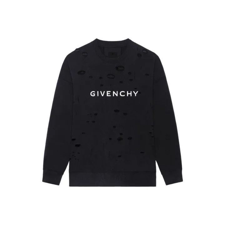 Givenchy Givenchy Givenchy Black Long Sleeve Distressed Sweatshirt Size US L / EU 52-54 / 3 - 1 Thumbnail