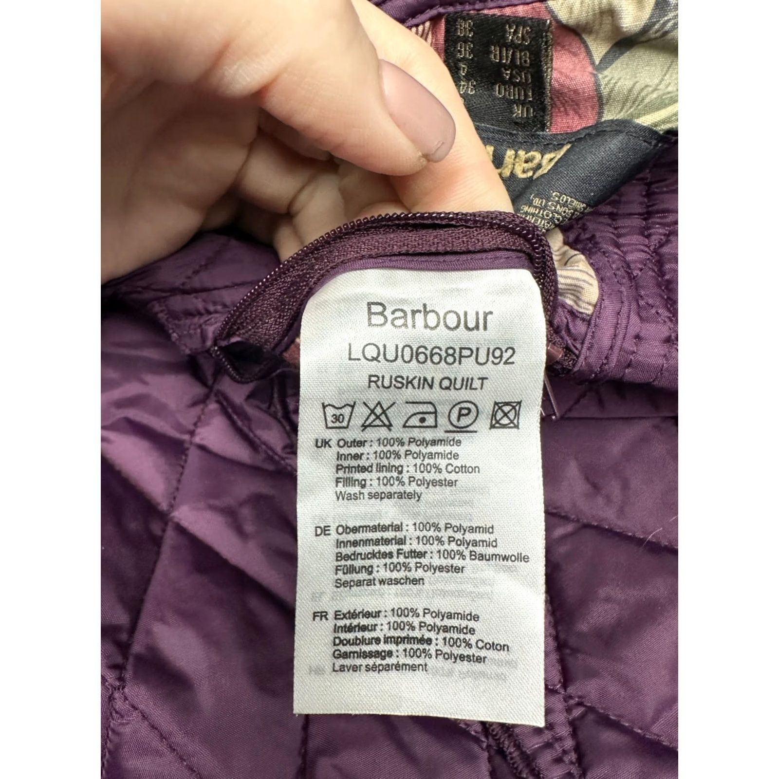 Barbour VINTAGE Barbour Ruskin Quilted Jacket Womens Barbour William Morris Jacket UK 8 QS Size S / US 4 / IT 40 - 7 Thumbnail