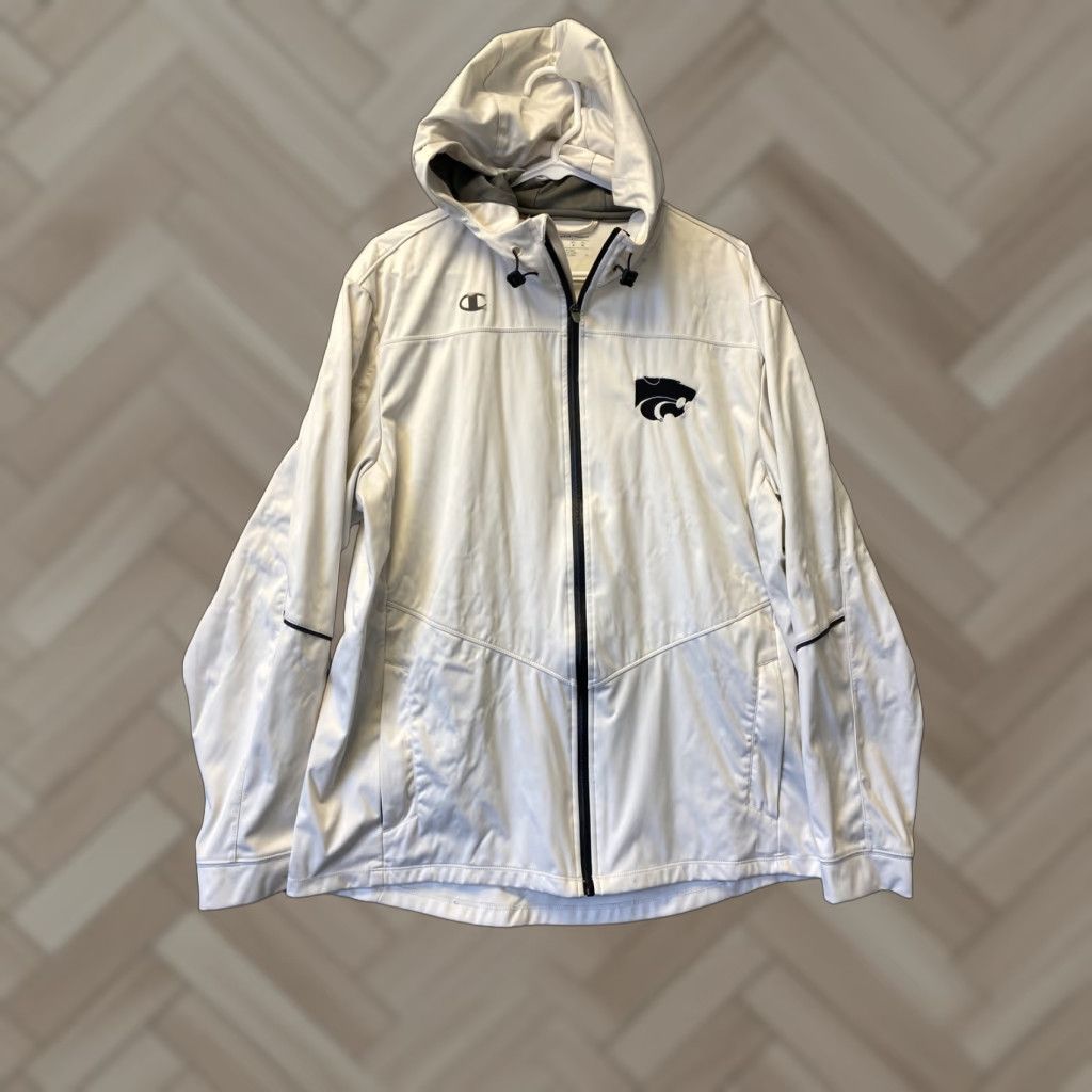Champion Champion Jacket Mens L Soft Shell Full Zip Cream Lightweight Windbreaker Size US L / EU 52-54 / 3 - 1 Thumbnail