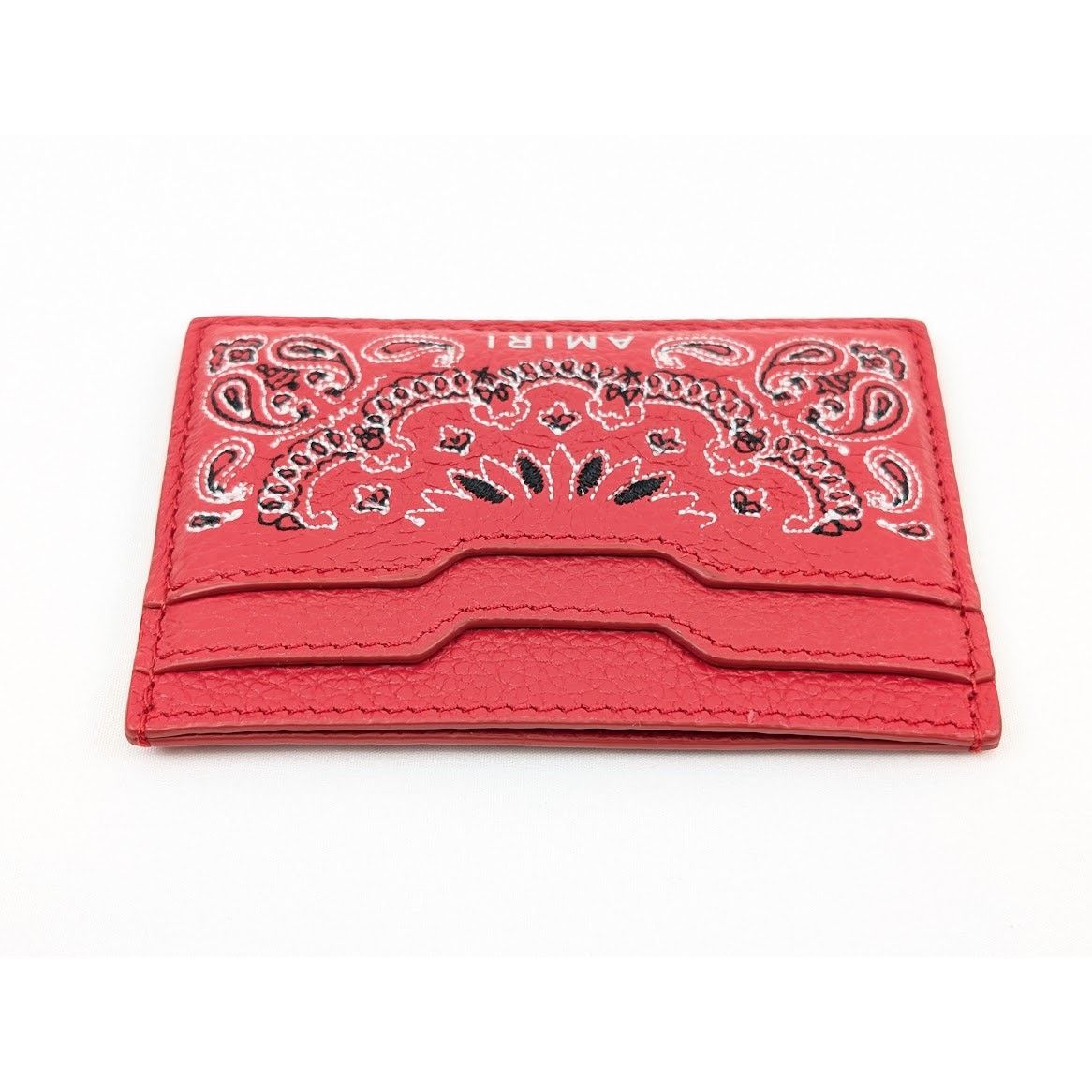 Amiri o1rshd1 Size: OS / Leather Bandana Card Holder in Red Size ONE SIZE - 7 Thumbnail