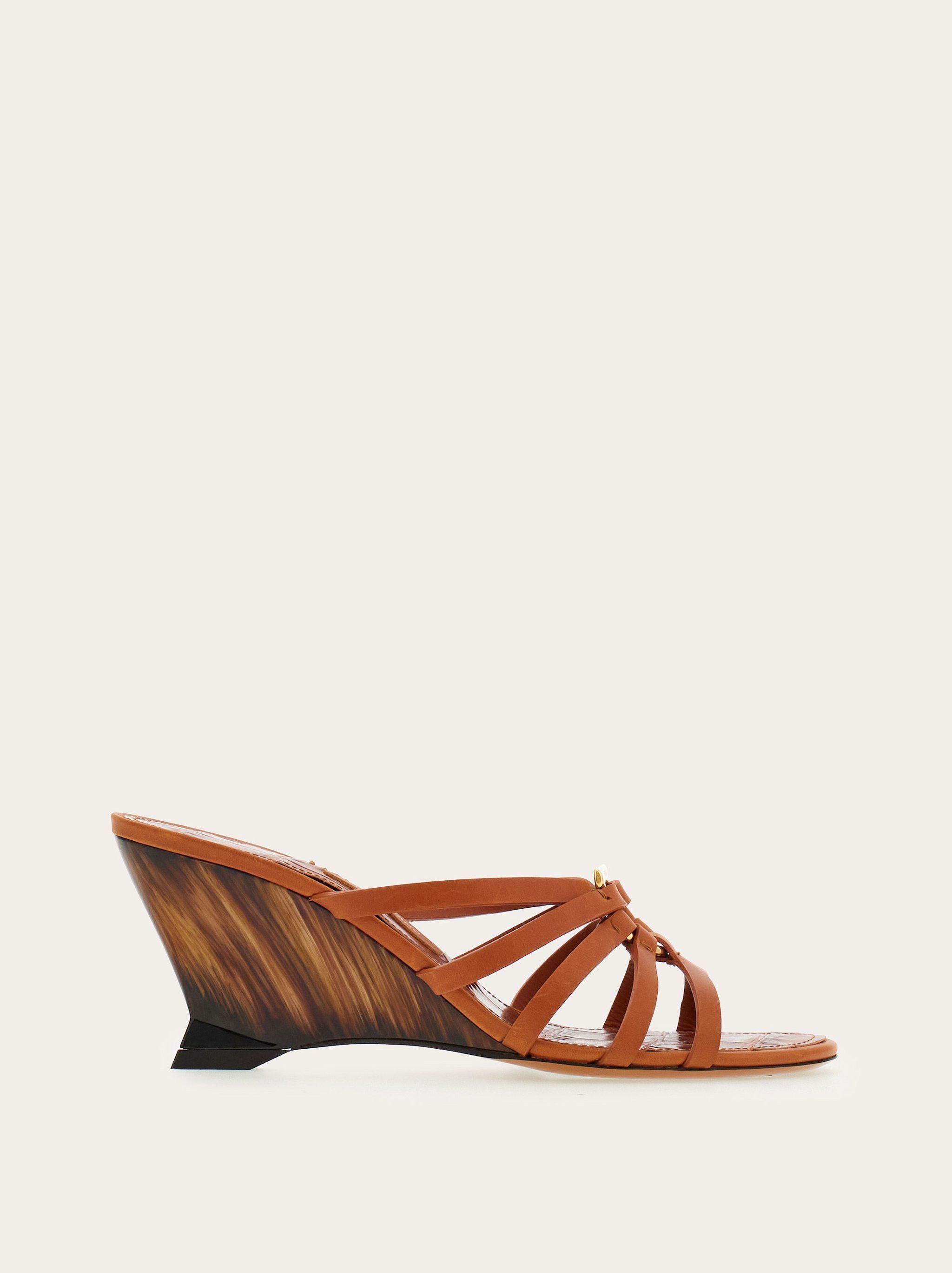 Salvatore Ferragamo o1s1rm0924 Gancini Wedge Slide in Brown Size US 7.5 / IT 37.5 - 1 Thumbnail
