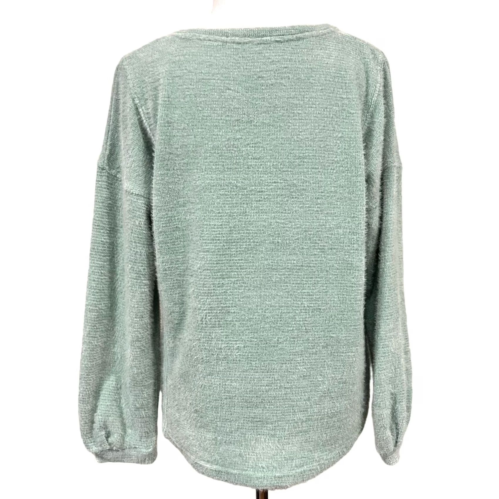 Vintage C&C California Fuzzy Sweater Light Blue V-Neck Pullover Women’s Size Large size L Blue Pullover Woman Wool Blend Solid 90s? Size L / US 10 / IT 46 - 4 Thumbnail