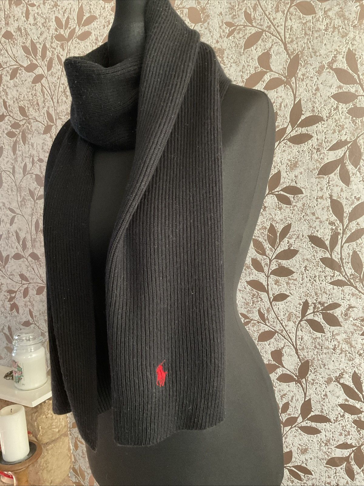 Polo Ralph Lauren Unisex Ralph Lauren Merino Wool Scalf In Black Size ONE SIZE - 4 Thumbnail