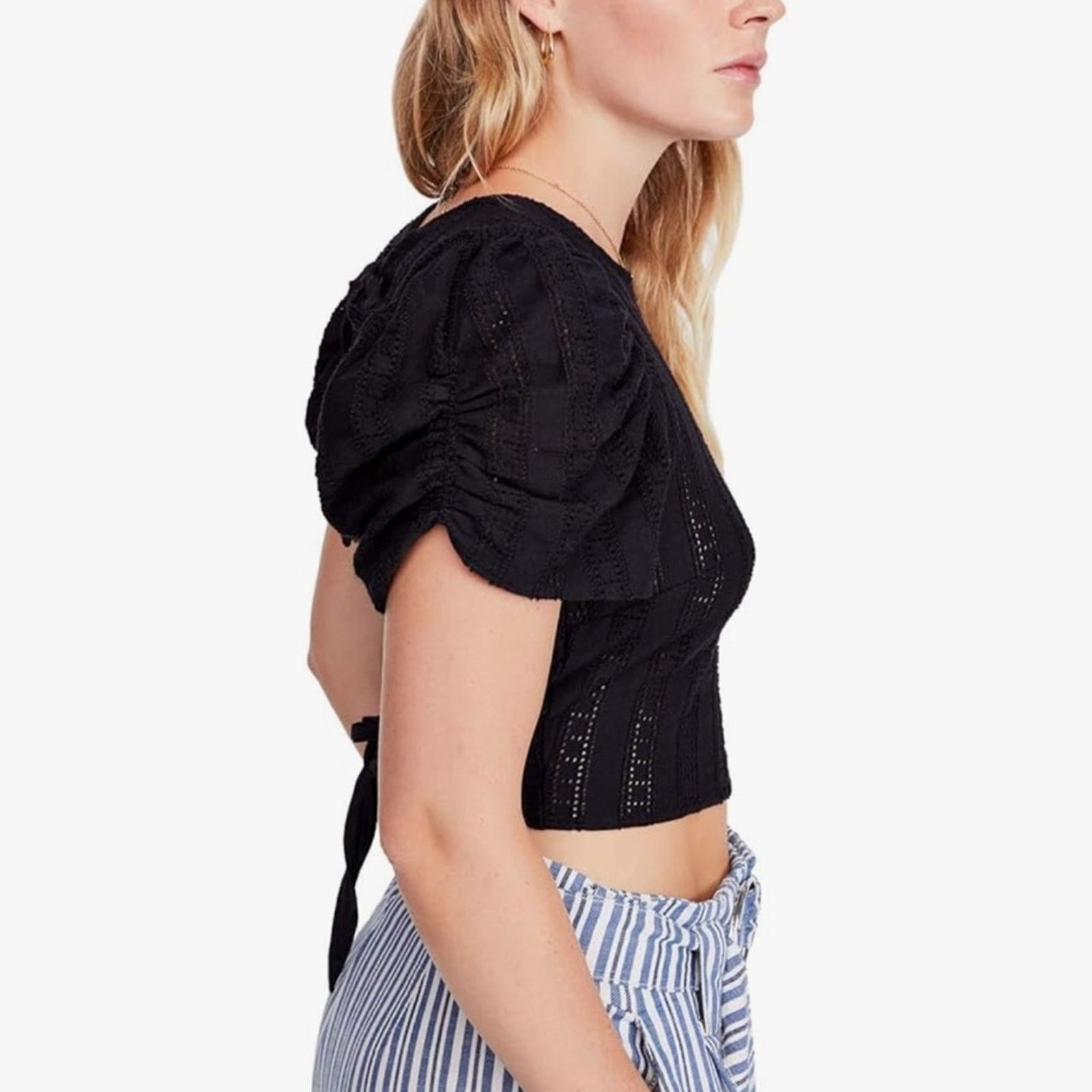 Free People Free People Star Struck Tee – Black – Size M – EUC Size M / US 6-8 / IT 42-44 - 5 Thumbnail