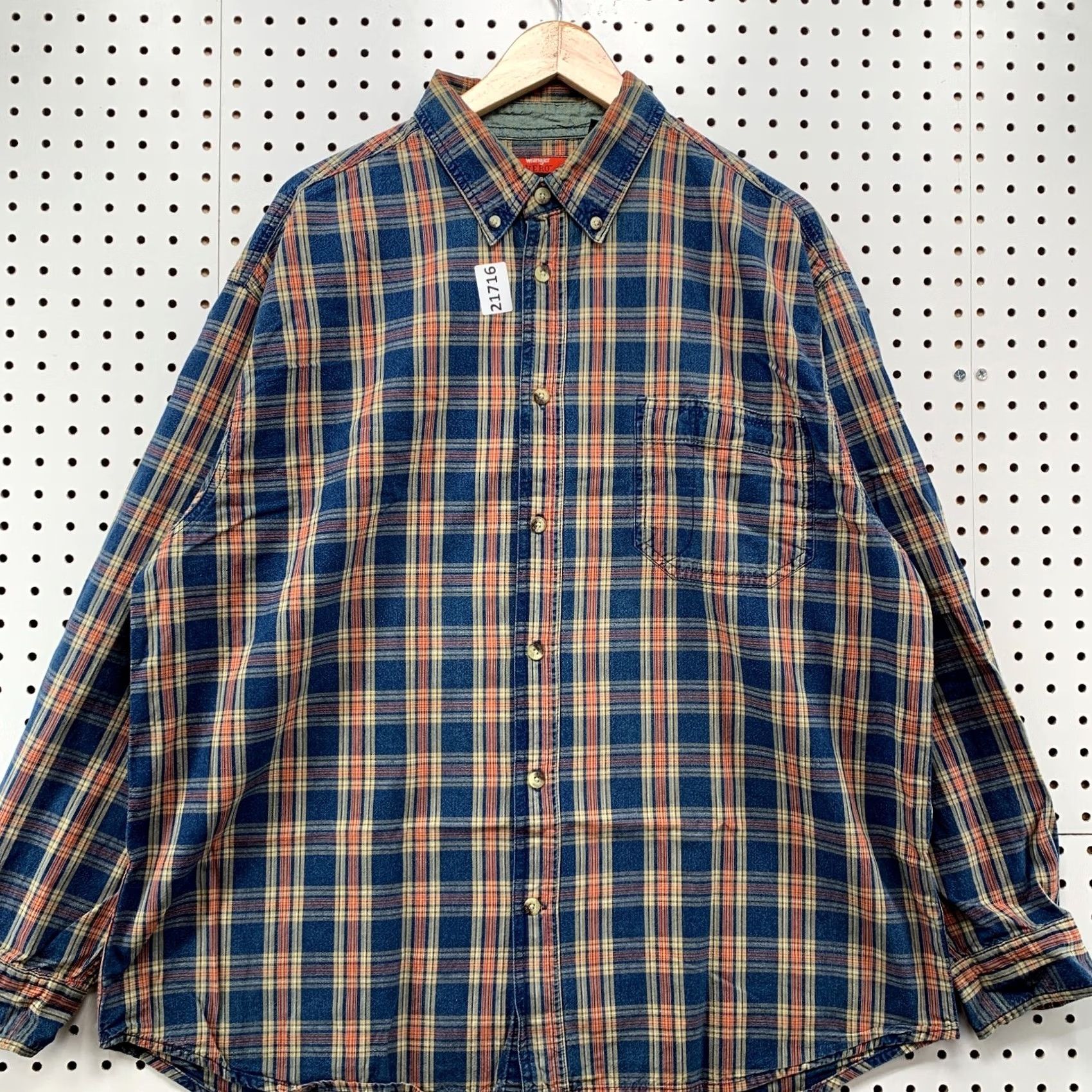 Wrangler Wrangler Hero Button Down Shirt Plaid Long Sleeve Mens XL Blue Red 26x31 Size US XL / EU 56 / 4 - 6 Thumbnail
