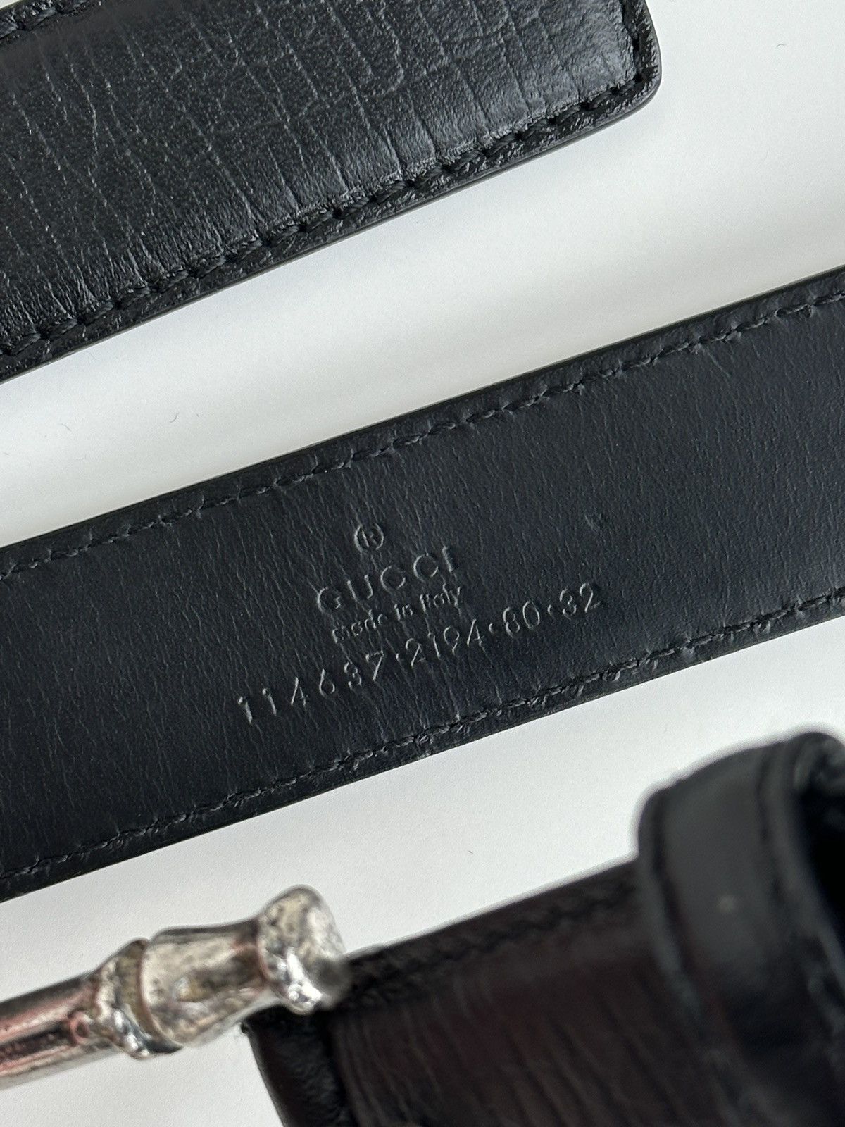 Gucci Vintage Gucci Metal Bamboo Silver Buckle Leather Belt 114637 Size 28 - 4 Thumbnail