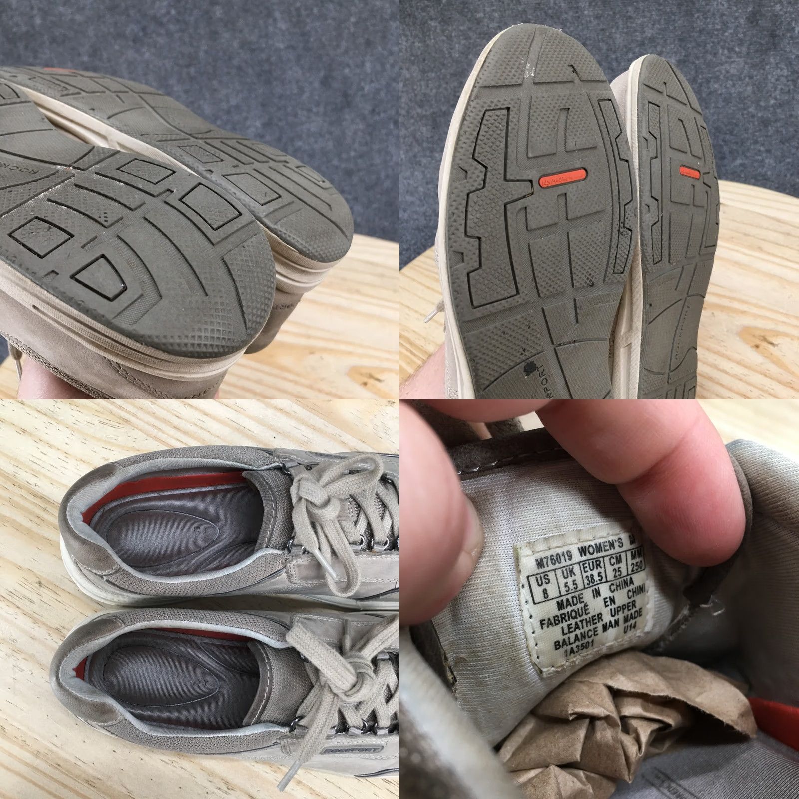 Rockport Rockport Shoes Womens 8 M Casual Sneakers Beige Leather Lace Up Low Top M76019 Size M / US 6-8 / IT 42-44 - 10 Thumbnail
