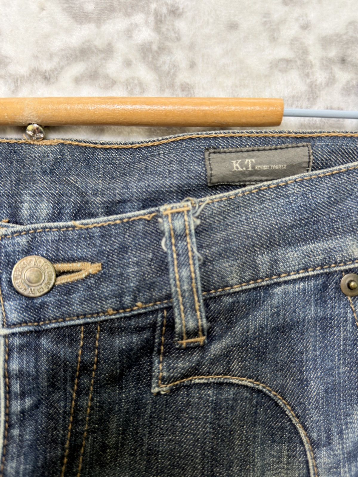 Japanese Brand Y2K Kiyoko Takase Flared Wide leg Panel Denim Jeans Size US 29 - 8 Thumbnail