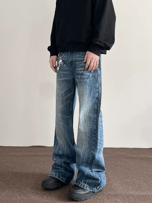 Japanese Brand Lightning burst blue flared cleanfit jeans for men Size US 32 / EU 48 - 2 Thumbnail