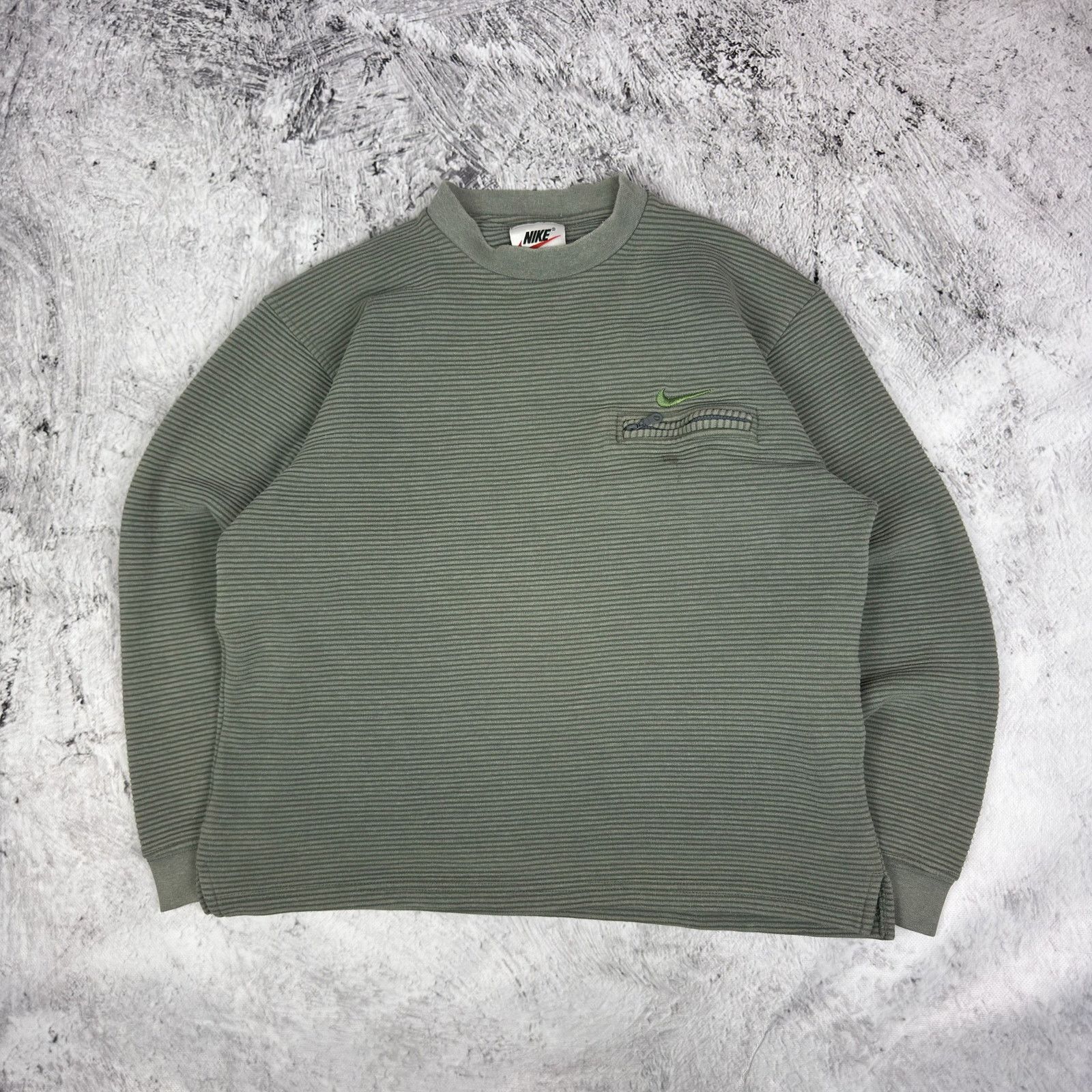 Nike Nike Men's Green Knit Swoosh Streetwear Pullover Sweater XL Size US XL / EU 56 / 4 - 2 Thumbnail