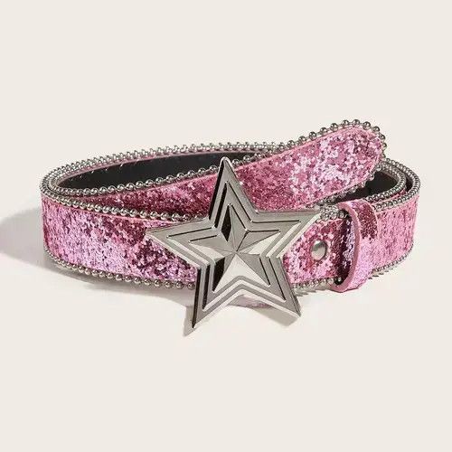 Vintage Star Buckle Pink Belt Size ONE SIZE - 5 Thumbnail