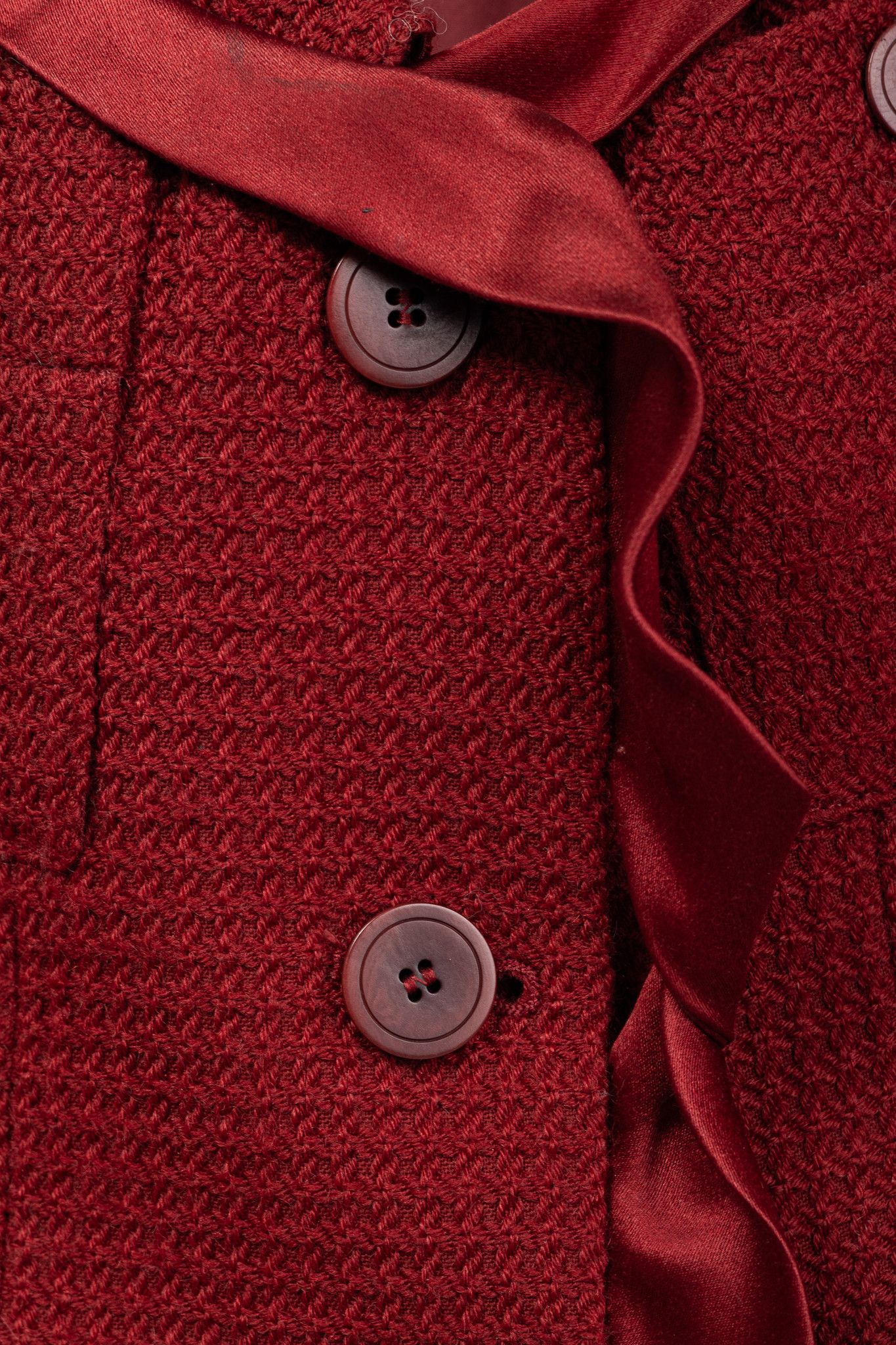 Donna Karan Donna Karan New York Red Wool Tweed Ruffle-Trim Blazer Size L / US 10 / IT 46 - 8 Thumbnail