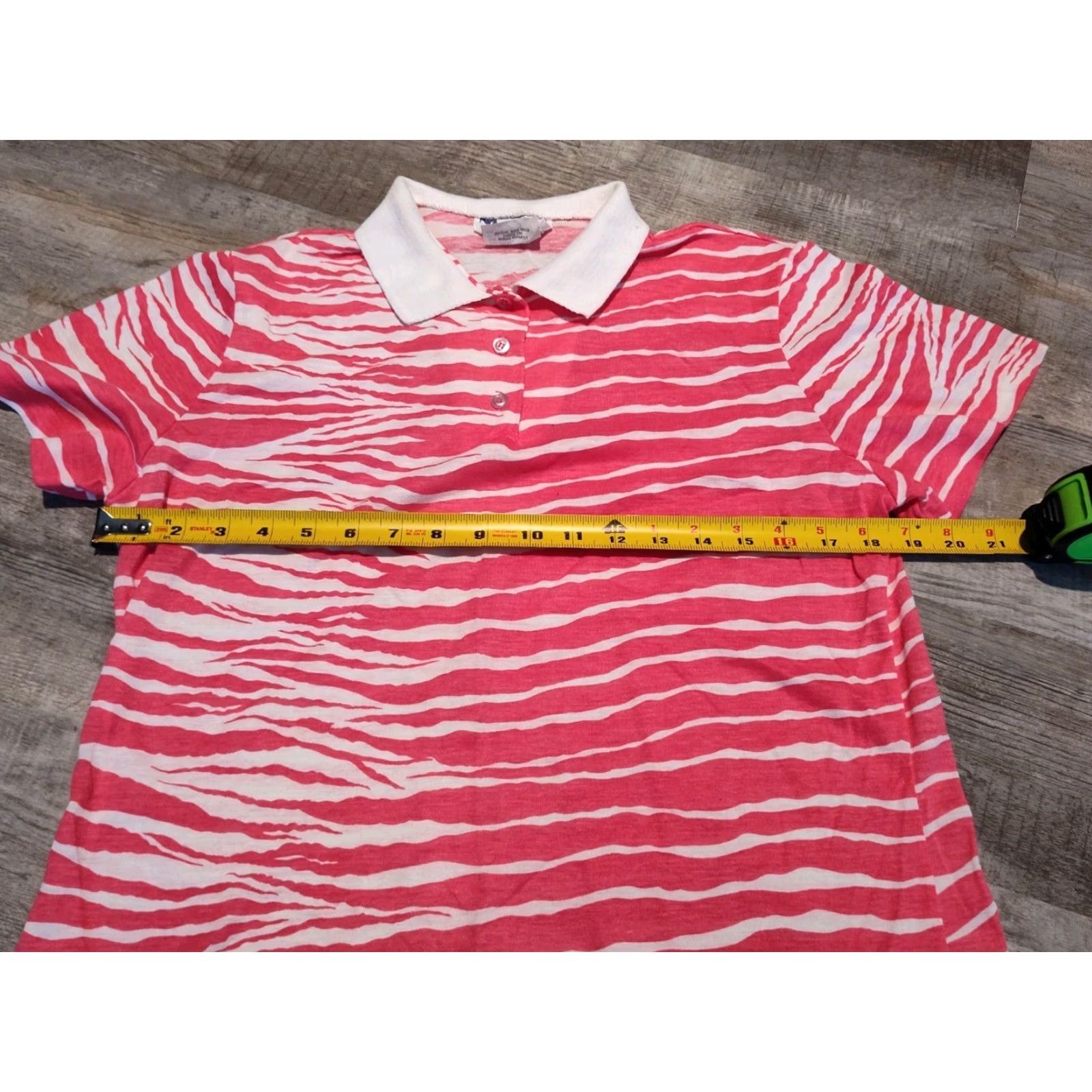 Vintage Kendon Vintage 70s 80s Women's Zebra Striped Polo Shirt Pink L Made USA Golf Tennis Casual Mod GoGo Look Lightweight Size L / US 10 / IT 46 - 6 Thumbnail