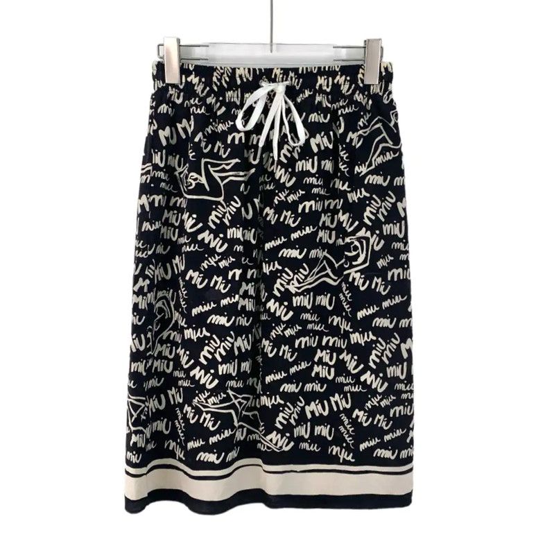 Miu Miu Miu Miu Black Silk Women's Midi Skirt 0089 Size 23" - 1 Thumbnail