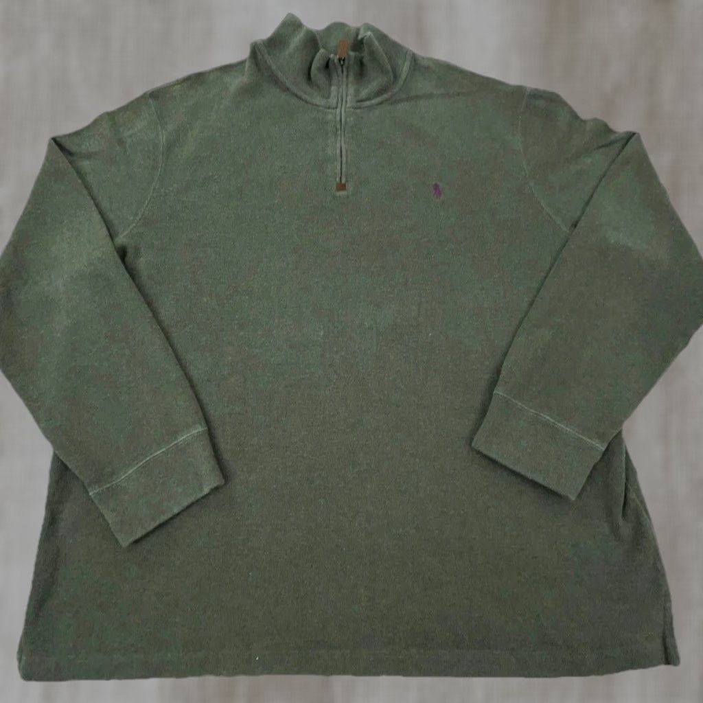 Polo Ralph Lauren Polo Ralph Lauren Sweater Men 2XL Green Purple Pullover Quarter Zip Zip Sweatshirt Mock Neck Size US XXL / EU 58 / 5 - 1 Thumbnail