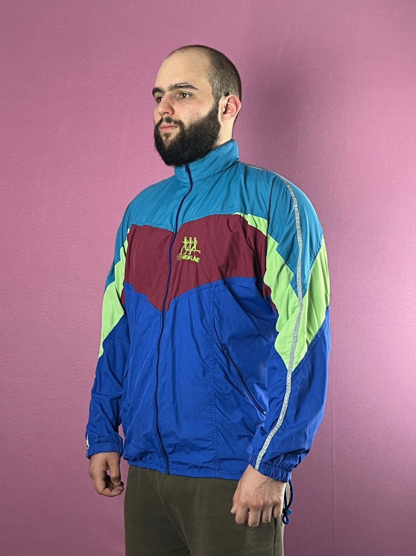 Vintage New Line for Athletes Vintage Men's Windbreaker Jacket - L Size US L / EU 52-54 / 3 - 1 Thumbnail