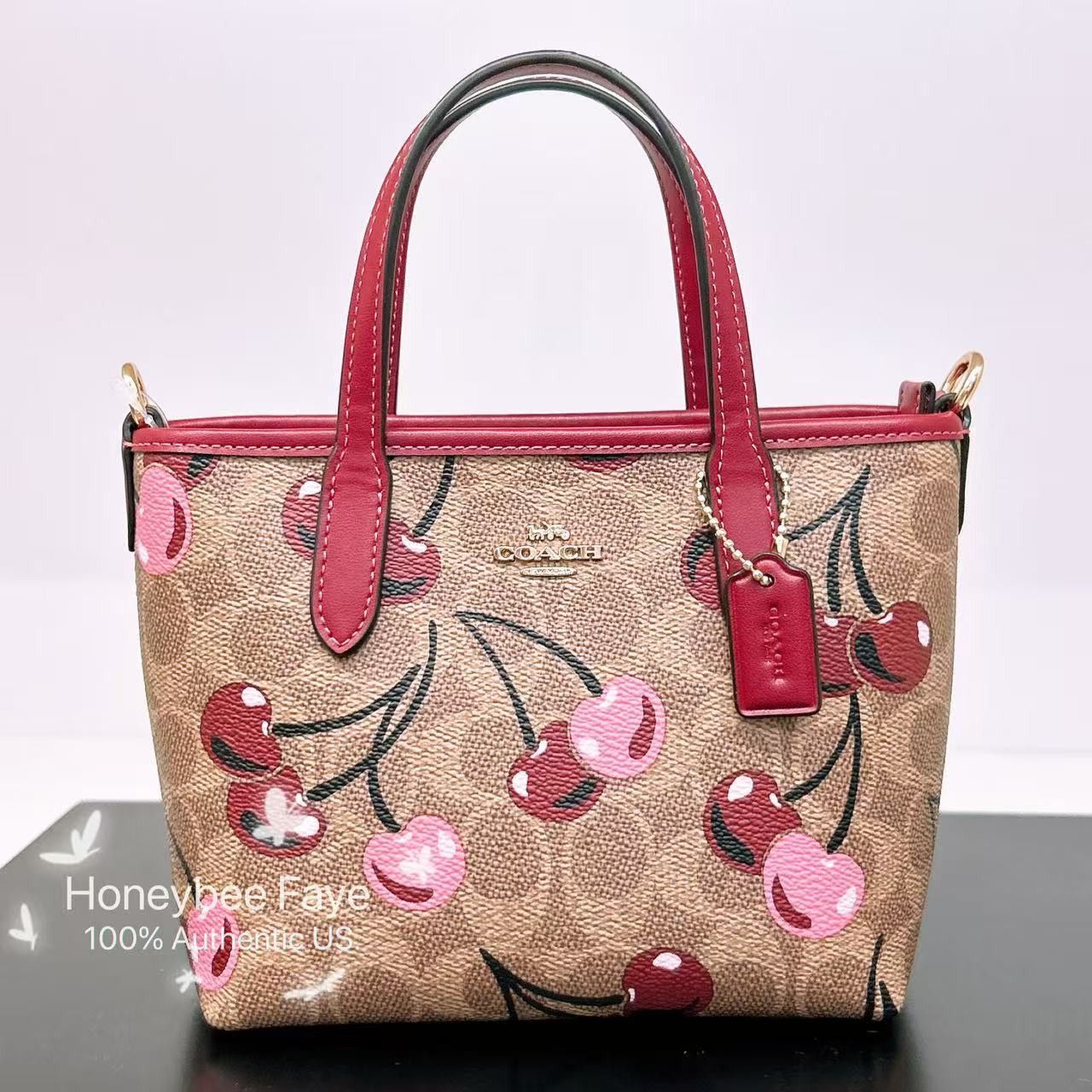 🍒 City Mini Tote Bag In Signature Canvas With Cherry CY737