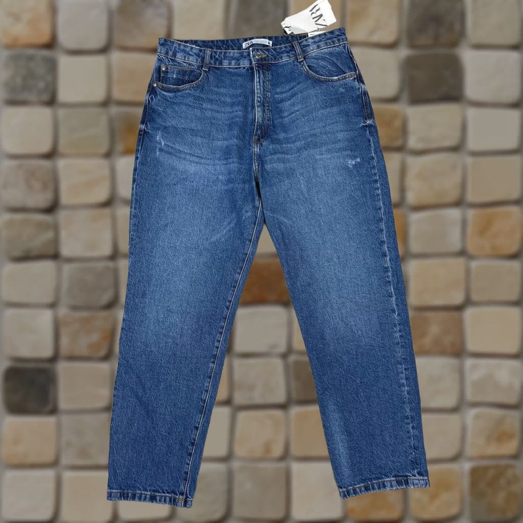 Zara Zara Jeans Womens 14 Mom Fit Dark Wash Denim High Rise Blue Slim Leg Ankle Regular Size 14 Womens Jeans Size 36" / US 14 / IT 50 - 1 Thumbnail