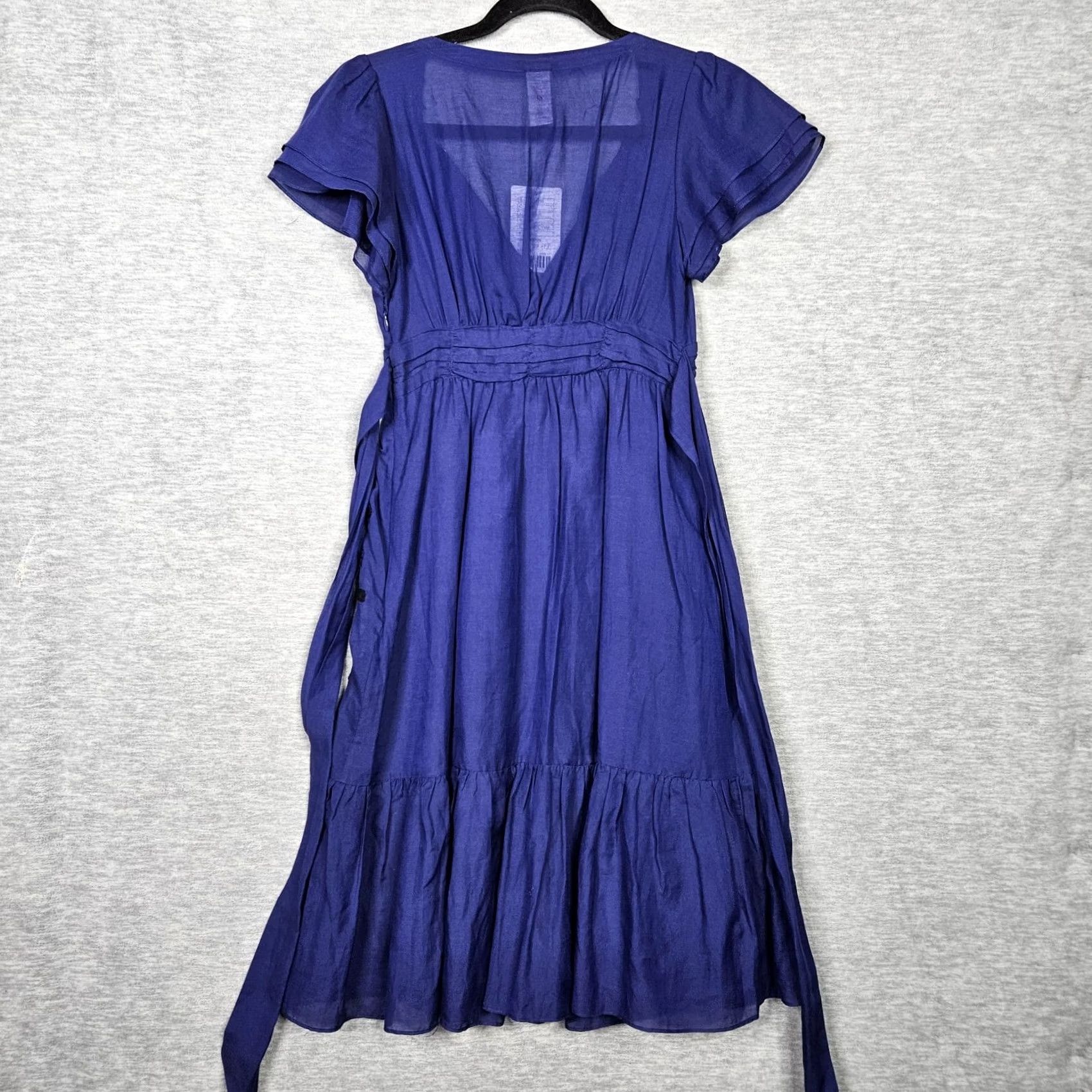 Anthropologie Anthropologie Lithe Petit Four V-Neck Floral Printed Ruffle NAVY Dress Sz 0 NEW Size XS / US 0-2 / IT 36-38 - 2 Thumbnail