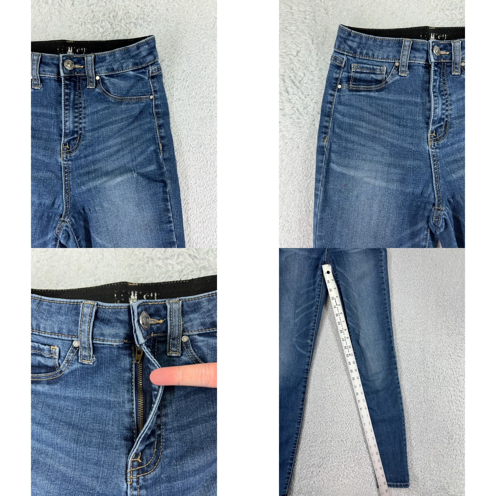 Vintage Rewash Vintage Womens Jeans Skinny Tapered High Rise Blue Denim 28 Inseam Cotton Blend 90s Fashion Ladies Size 25" / US 0 / IT 36 - 8 Thumbnail