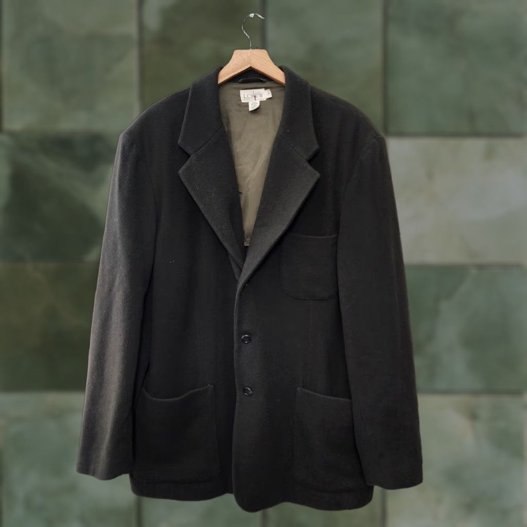 J.Crew VINTAGE J.CREW Blazer Coat Mens Large Wool Blend Green Jacket 90s Y2k Overcoat Mens Size 42R - 1 Thumbnail
