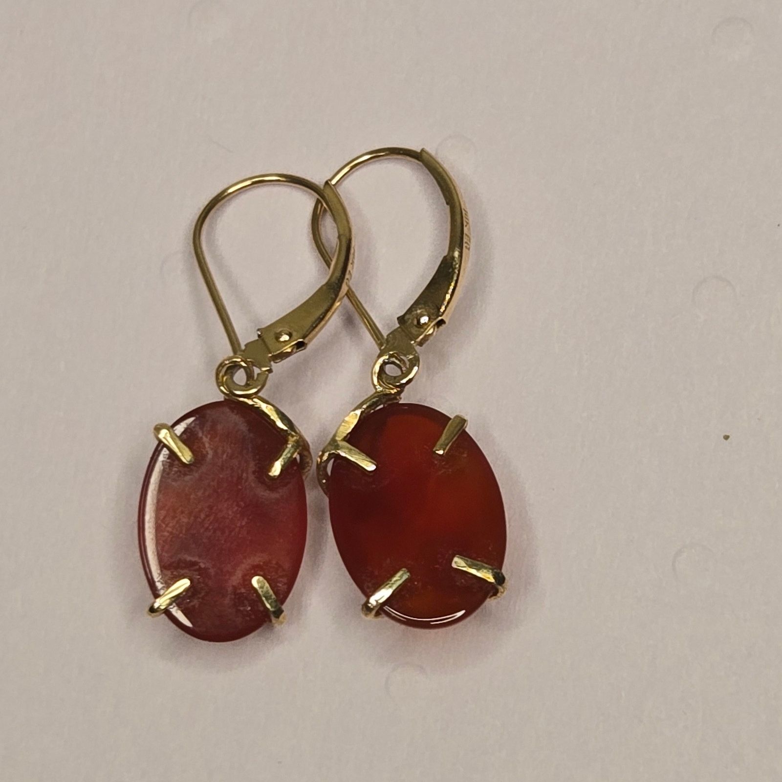Vintage Vintage 14K Gold Carnelian Agate Dangle Earrings Statement Size ONE SIZE - 4 Thumbnail