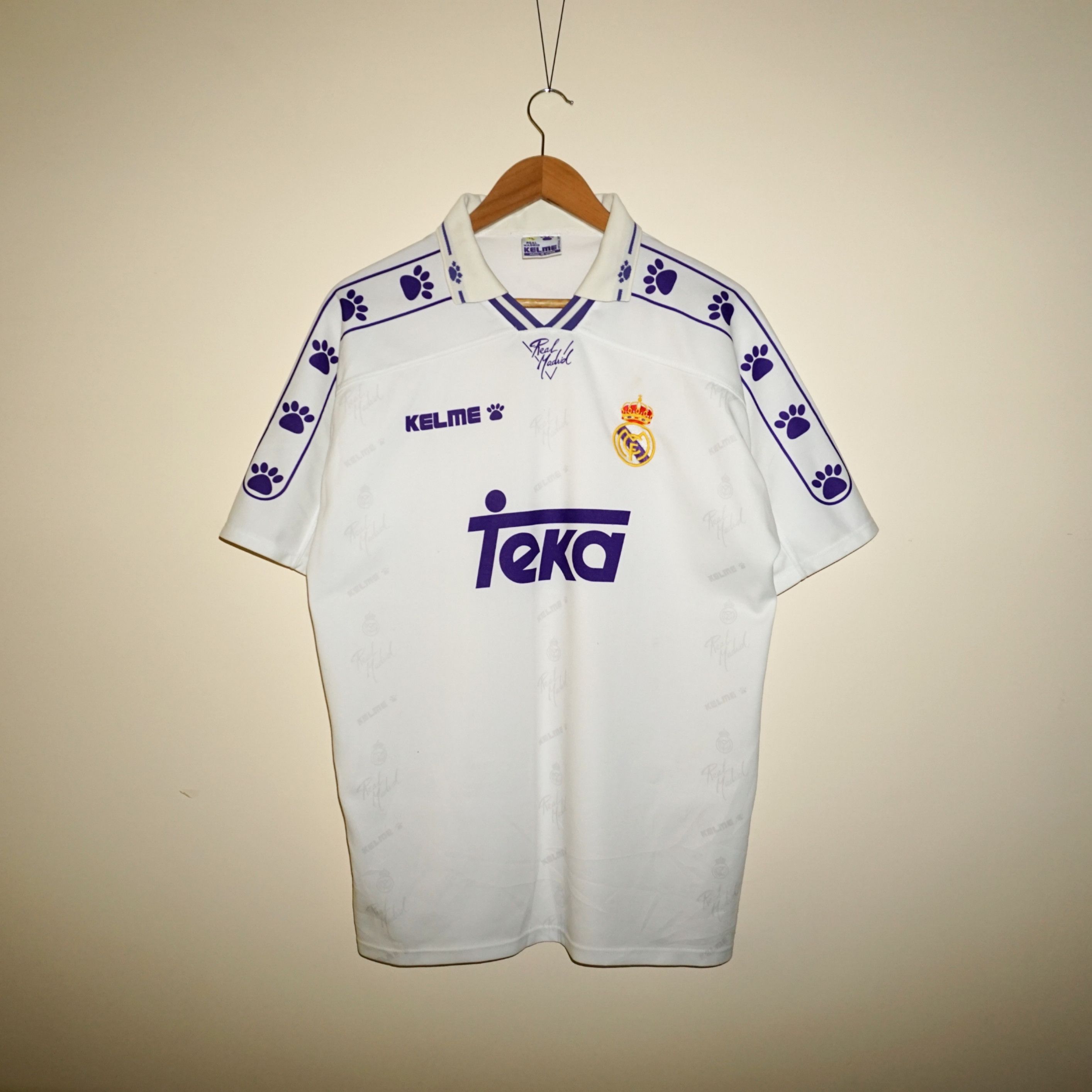 image of Vintage Real Madrid 1994 Kelme Home Jersey in White, Men's (Size Large)