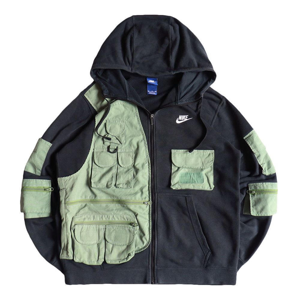 Nike Reworked Nike Tactical Zip-up Hoodie Club Black/Pistachio | Grailed