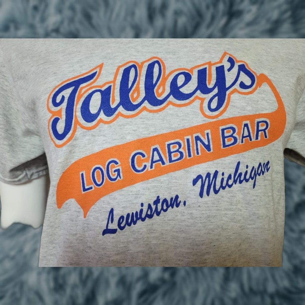 Jerzees VTG Jerzees T-Shirt Men M Gray Logo Print Talley's Log Cabin Bar Lewiston MI 90s Restaurants Bars Shirt Size US M / EU 48-50 / 2 - 1 Thumbnail