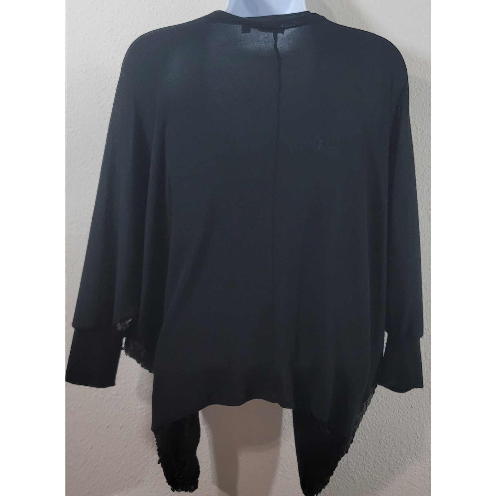 Other Day Trip Black Draped Sequin Batwing Cardigan Sweater Small Size S / US 4 / IT 40 - 2 Thumbnail