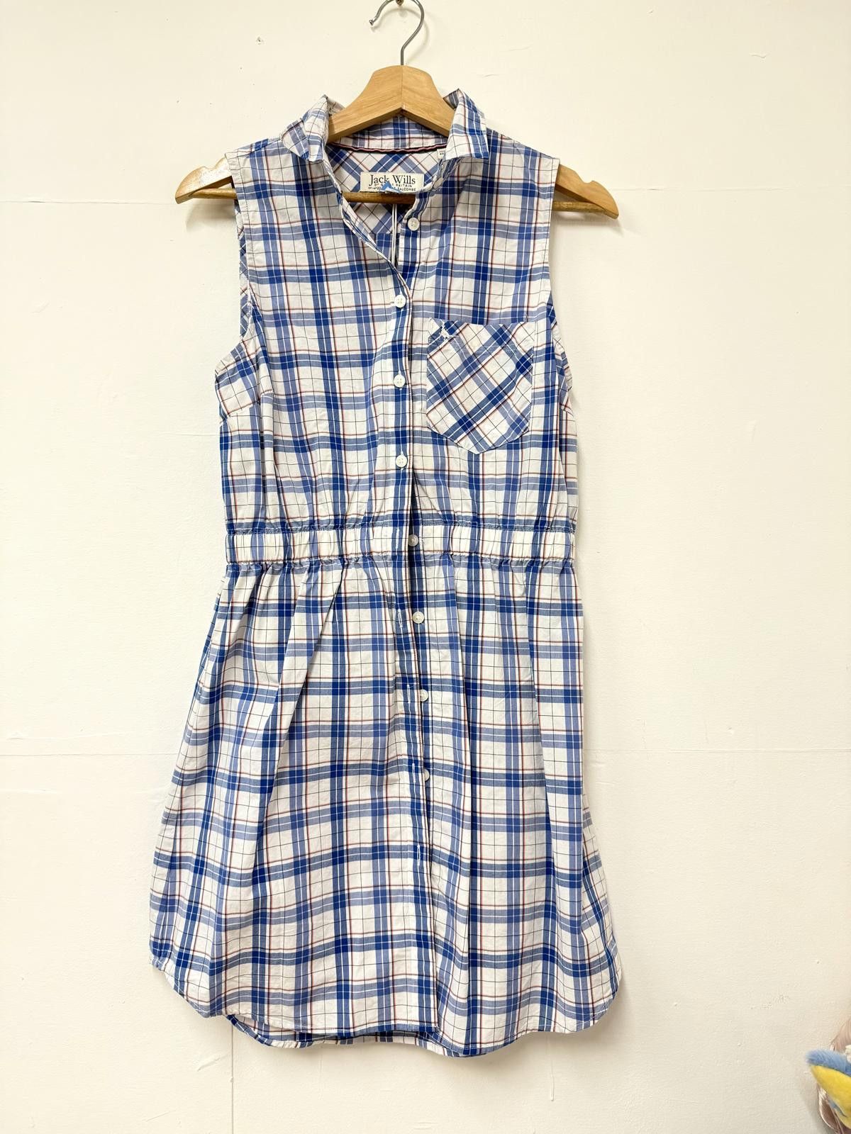 Jack Wills Jack Wills Sleeveless Blue and White Plaid Dress with Hood Size S / US 4 / IT 40 - 1 Thumbnail