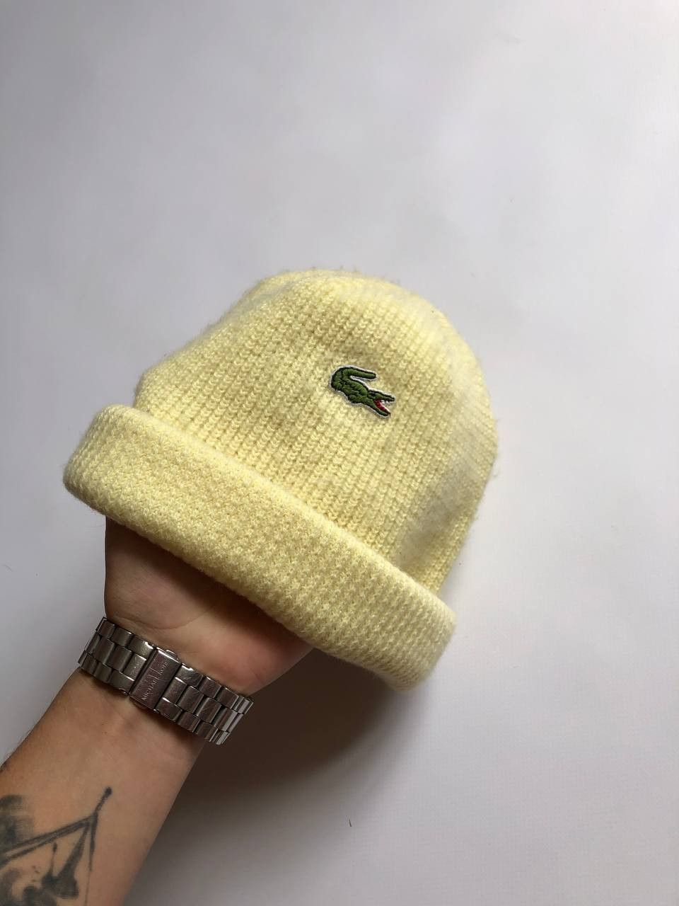 Lacoste Vintage 90s Lacoste Beanie Hat Made in France Wool Knit Size ONE SIZE - 2 Thumbnail