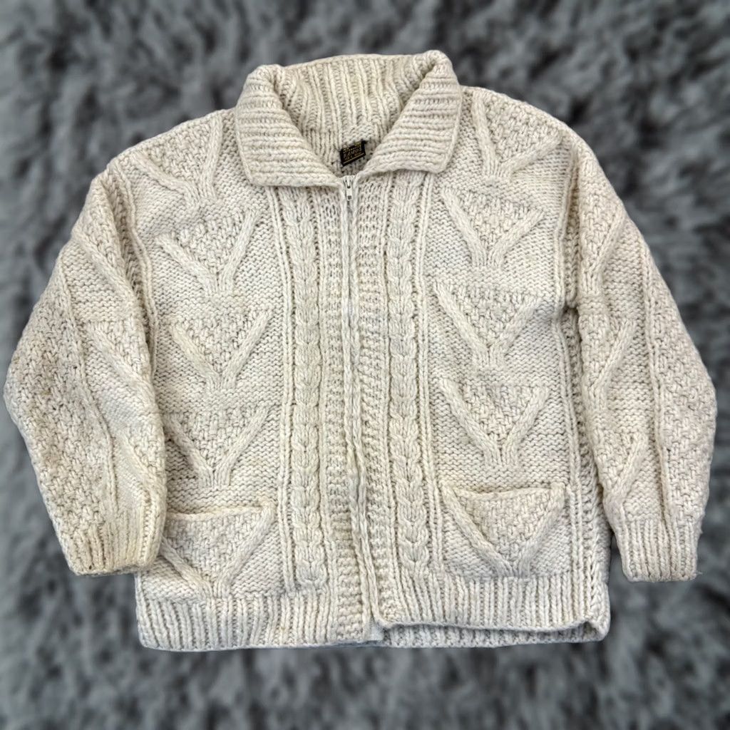 Vintage VINTAGE Artesanias Sweater Unisex Adults Large Beige Wool Cable-Knit Zip 90s Outdoor Size US L / EU 52-54 / 3 - 1 Thumbnail