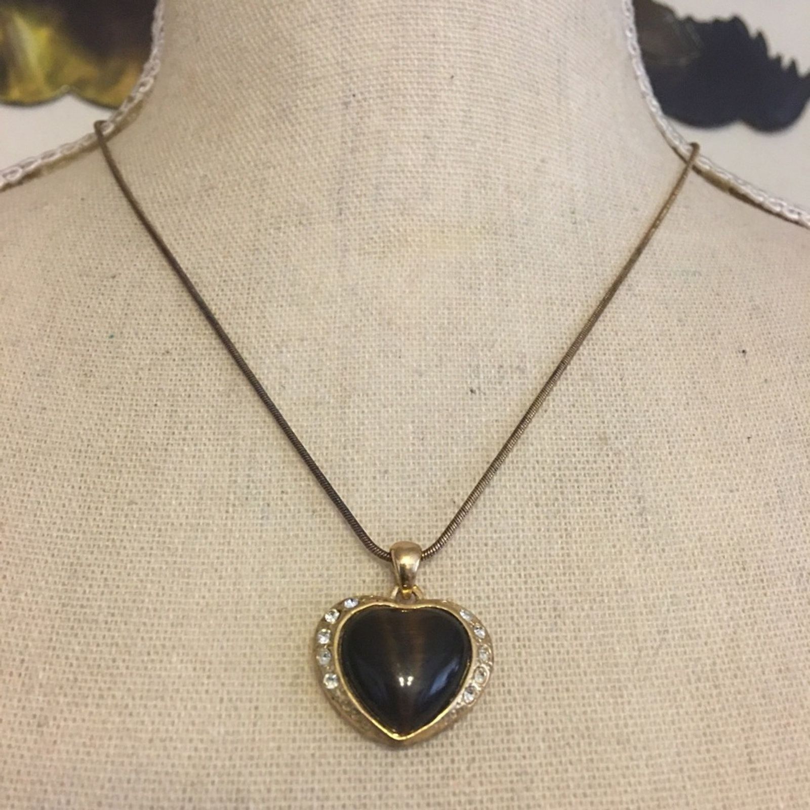 Vintage Vintage dark brown faux tiger eye necklace Size ONE SIZE - 1 Thumbnail