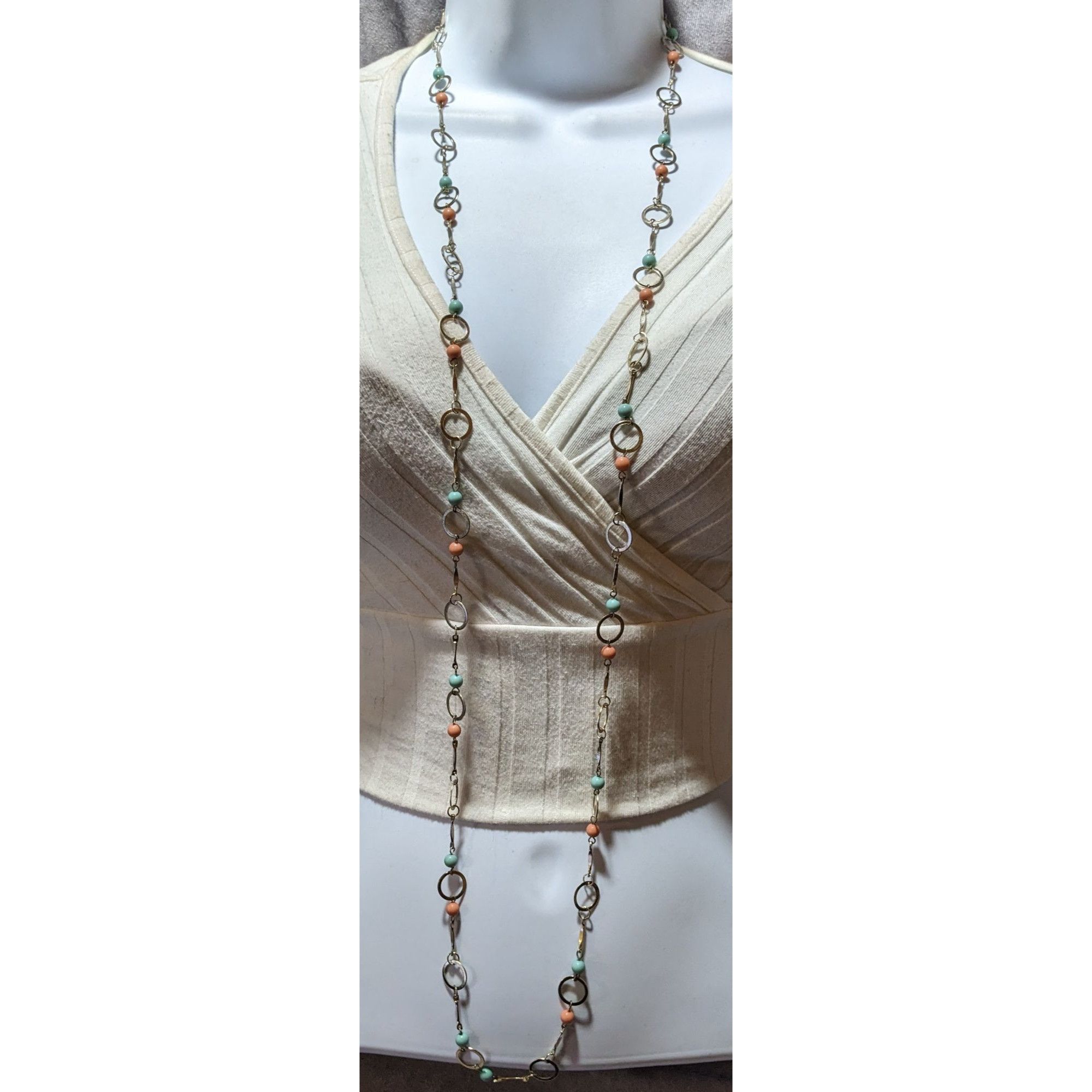 Other Retro Hoop Link Pink And Blue Beaded Necklace Size ONE SIZE - 5 Thumbnail